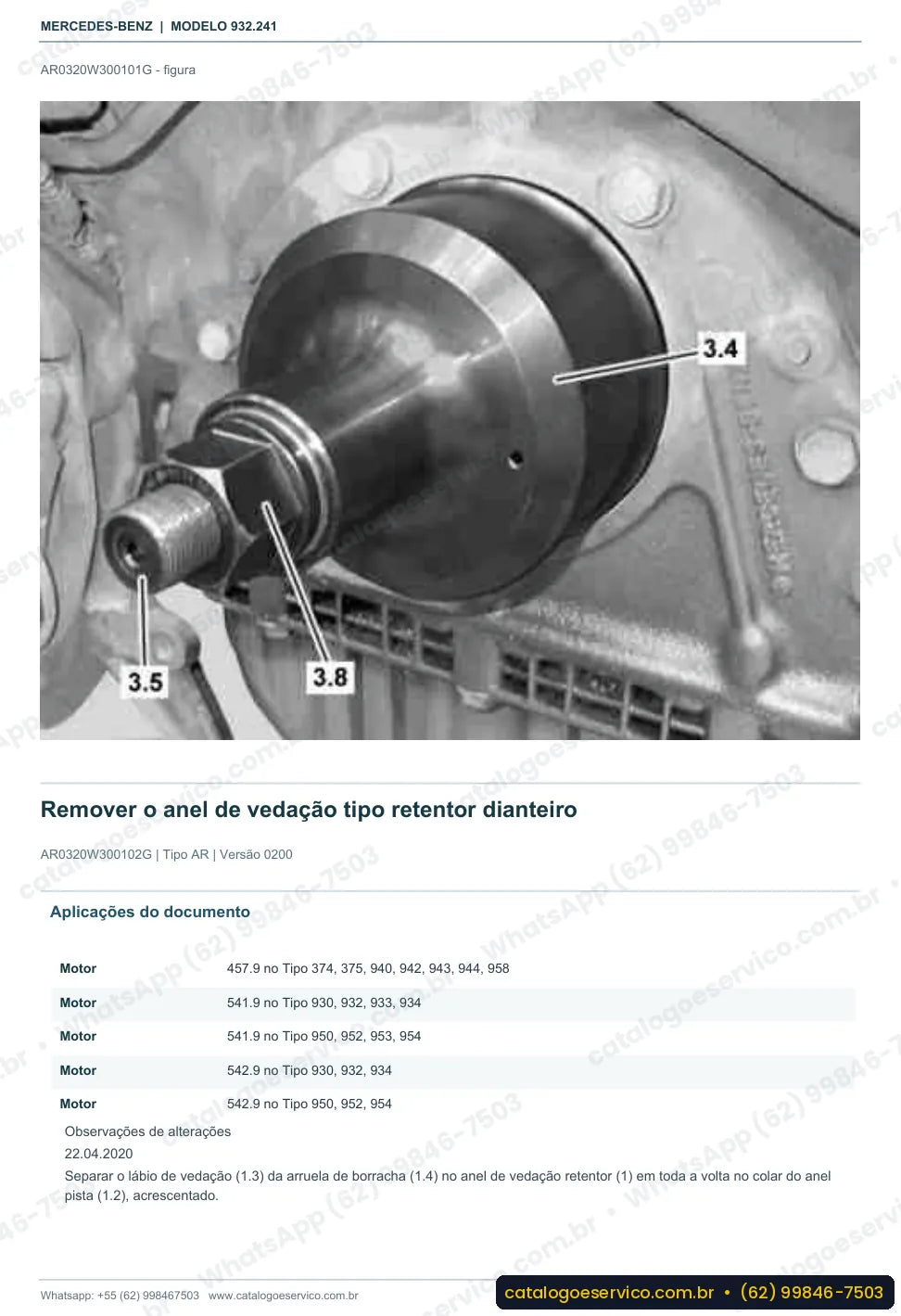 Página de procedimento do manual de oficina Mercedes-Benz Actros 2643 LK