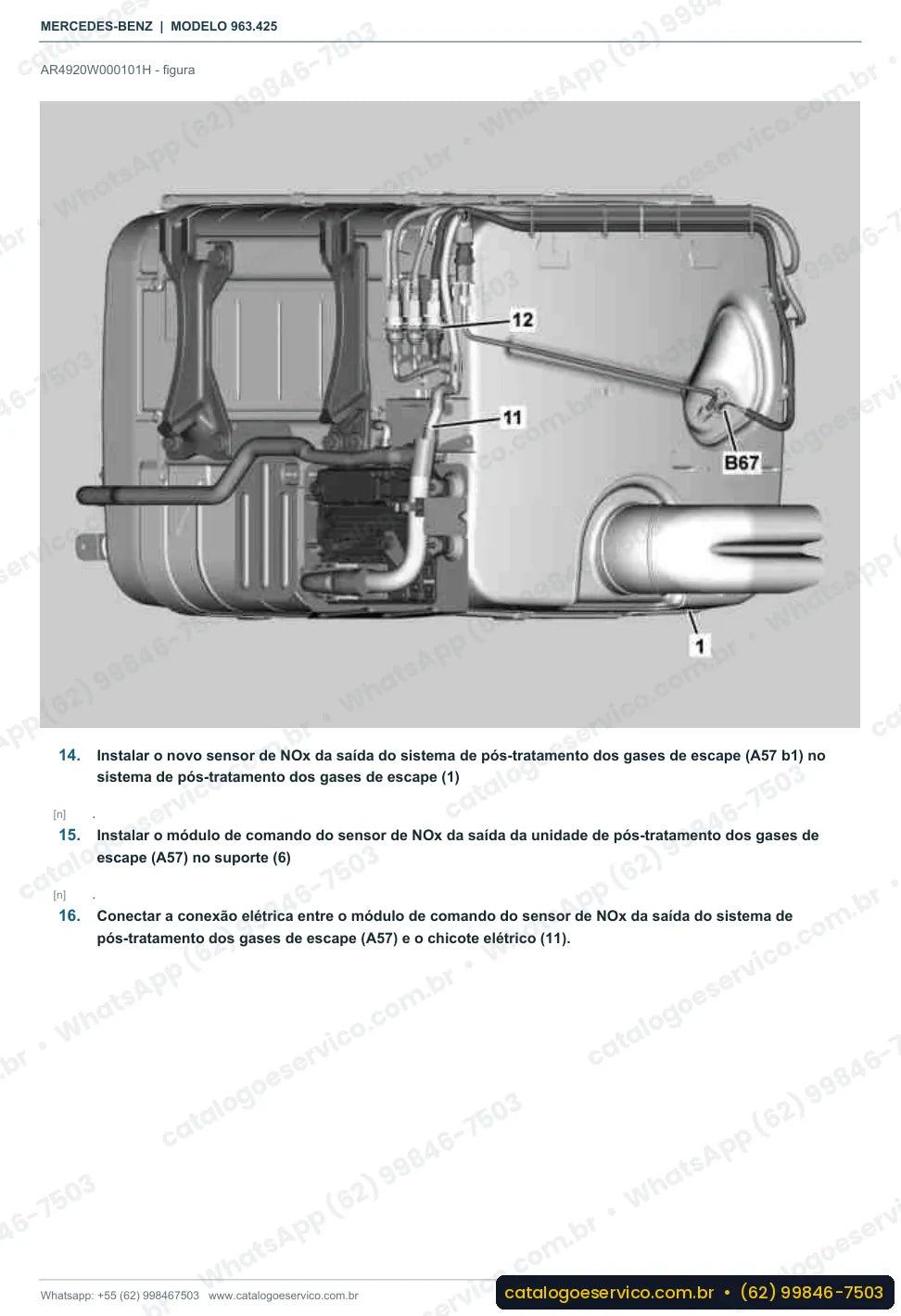 Página de procedimento do manual de oficina Mercedes-Benz Actros 2646 LS