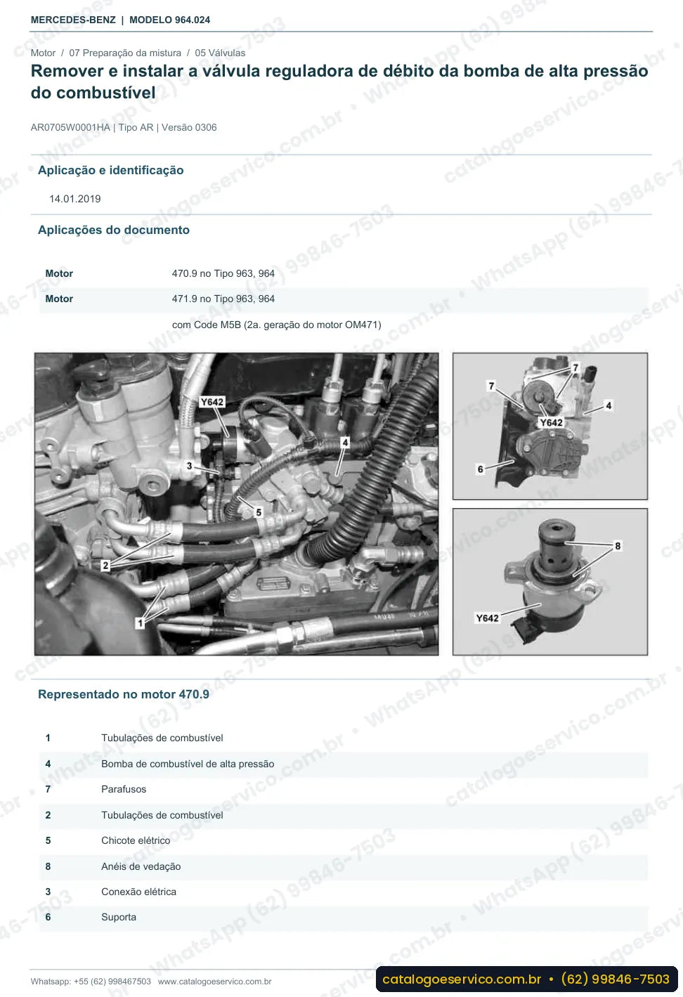Página de procedimento do manual de oficina Mercedes-Benz Actros 2648 L