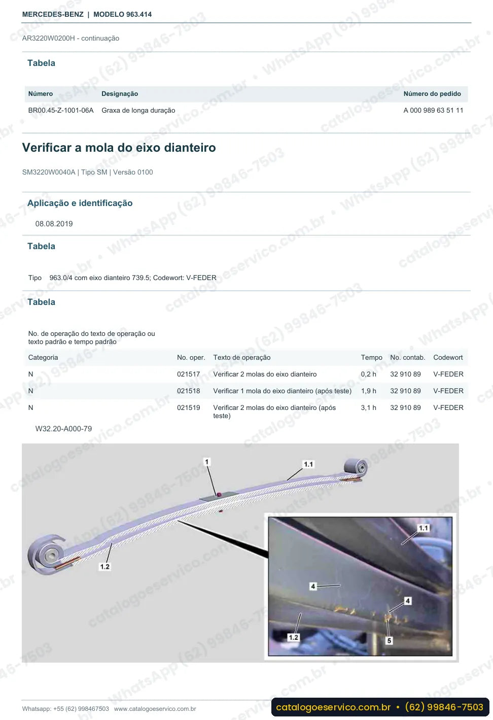 Página de procedimento do manual de oficina Mercedes-Benz Actros 2648 S