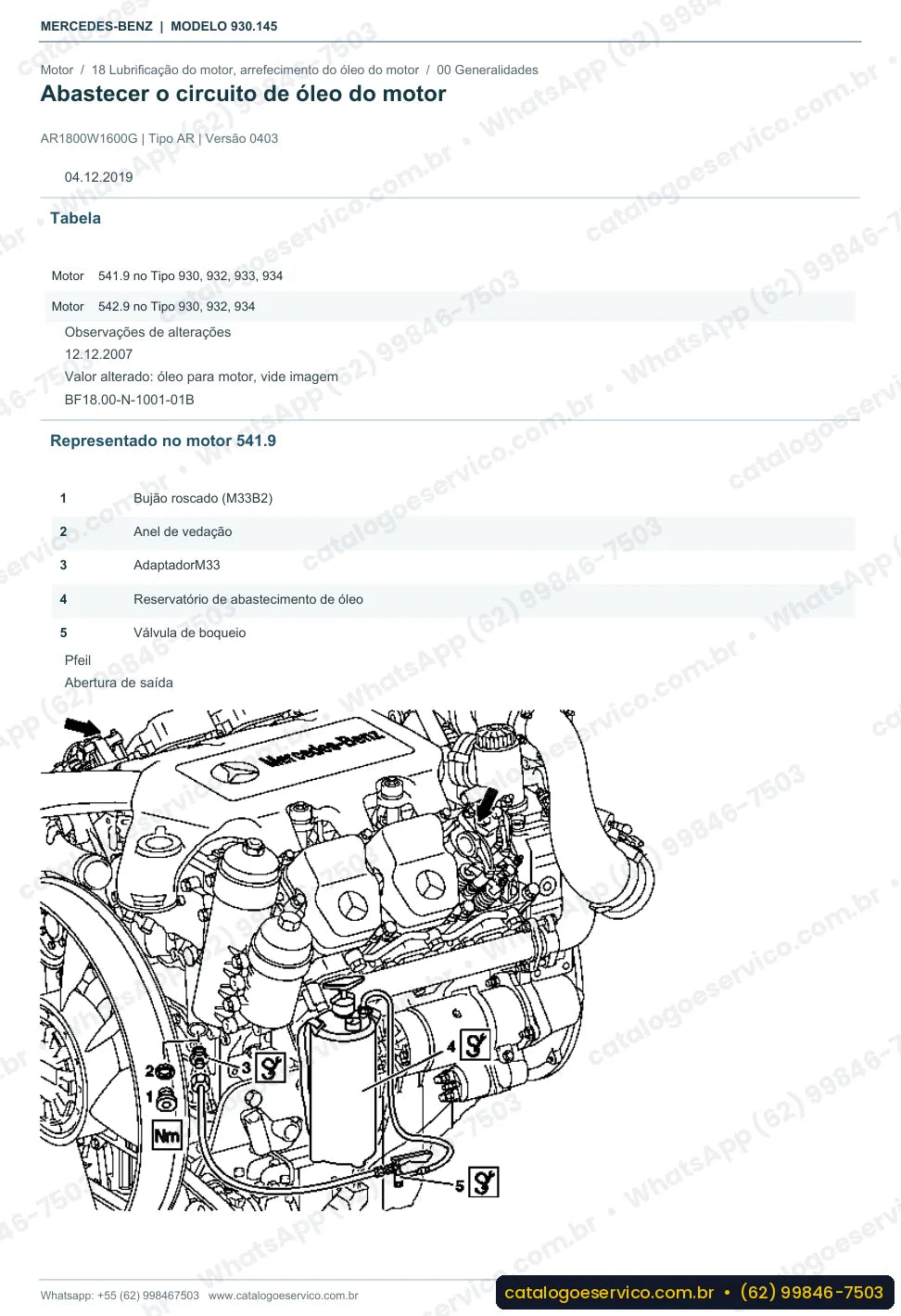 Página de procedimento do manual de oficina Mercedes-Benz Actros 2648