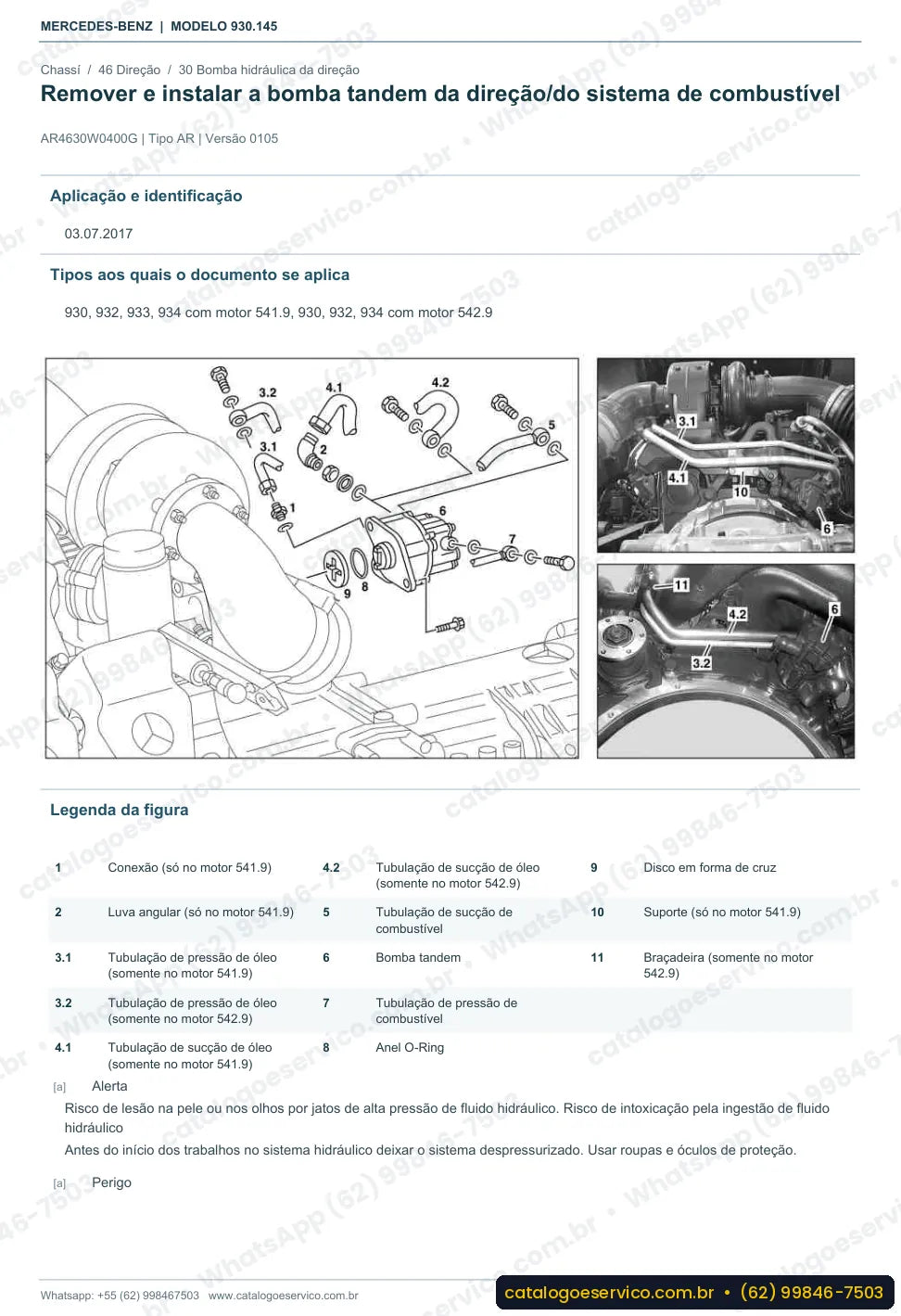 Página de procedimento do manual de oficina Mercedes-Benz Actros 2648