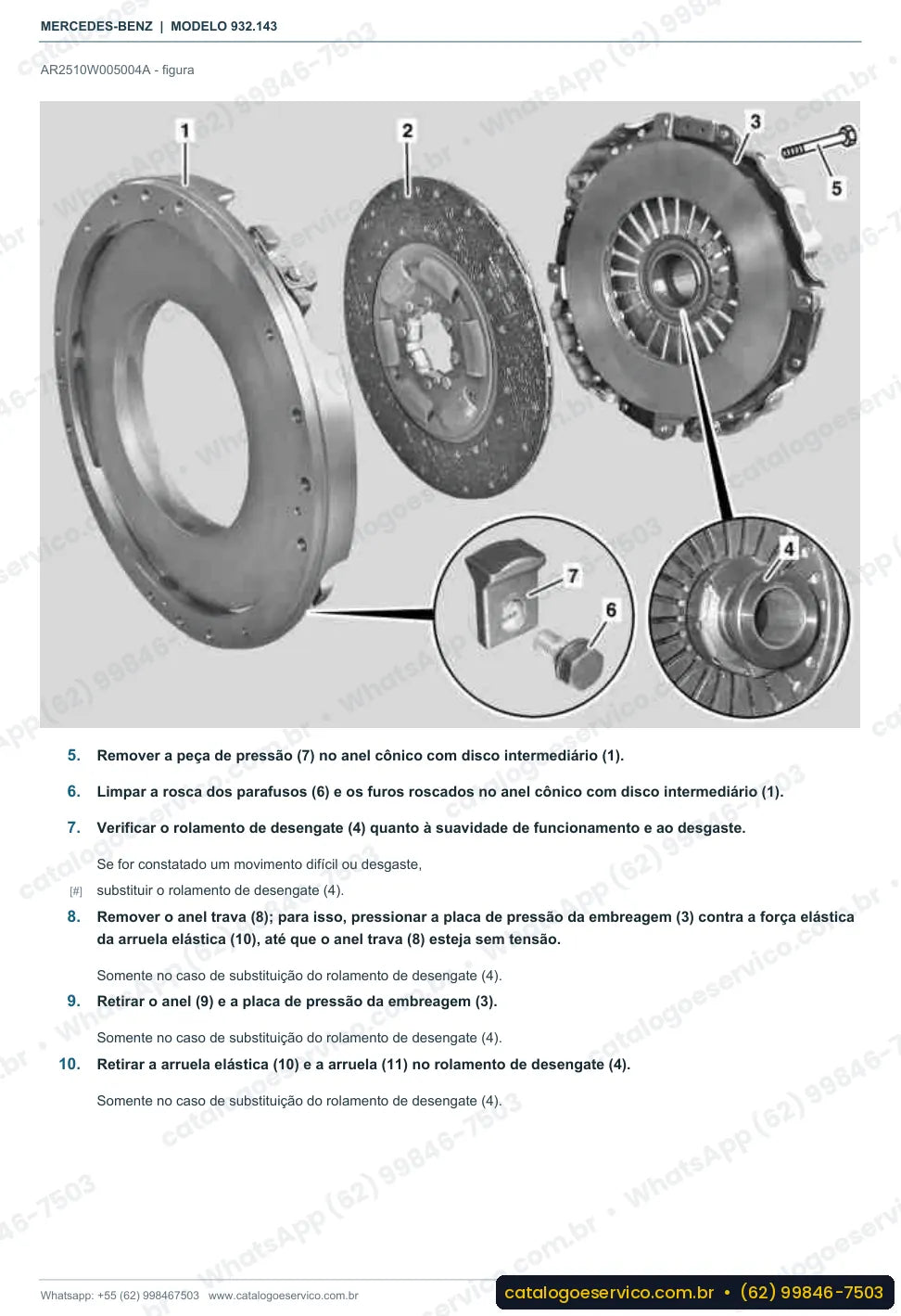 Página de procedimento do manual de oficina Mercedes-Benz Actros 2650 K