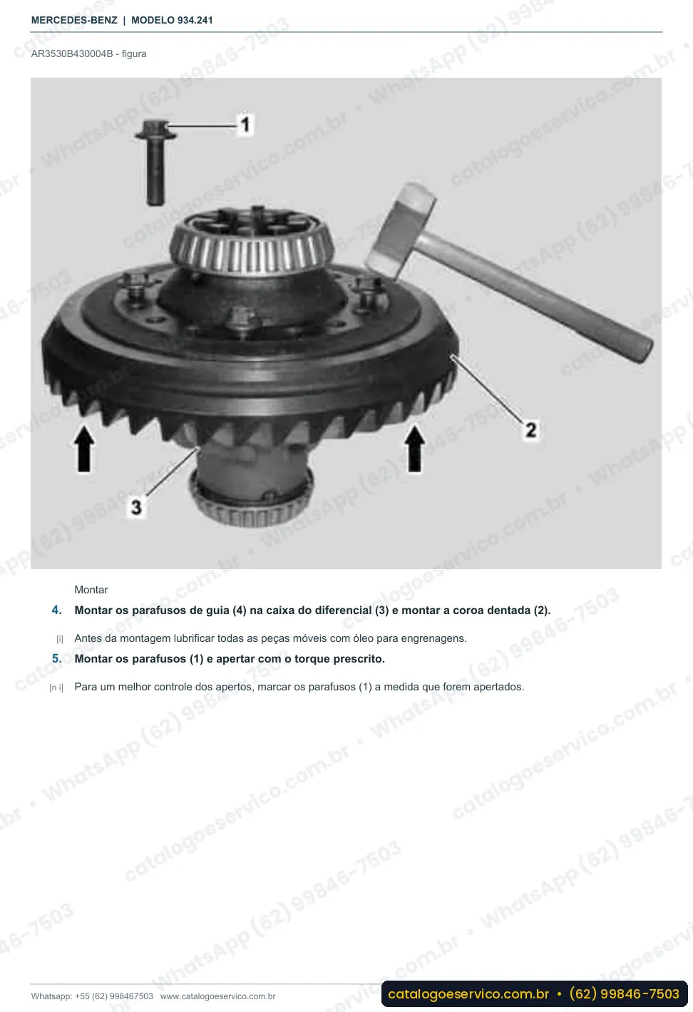 Página de procedimento do manual de oficina Mercedes-Benz Actros 2650 LS