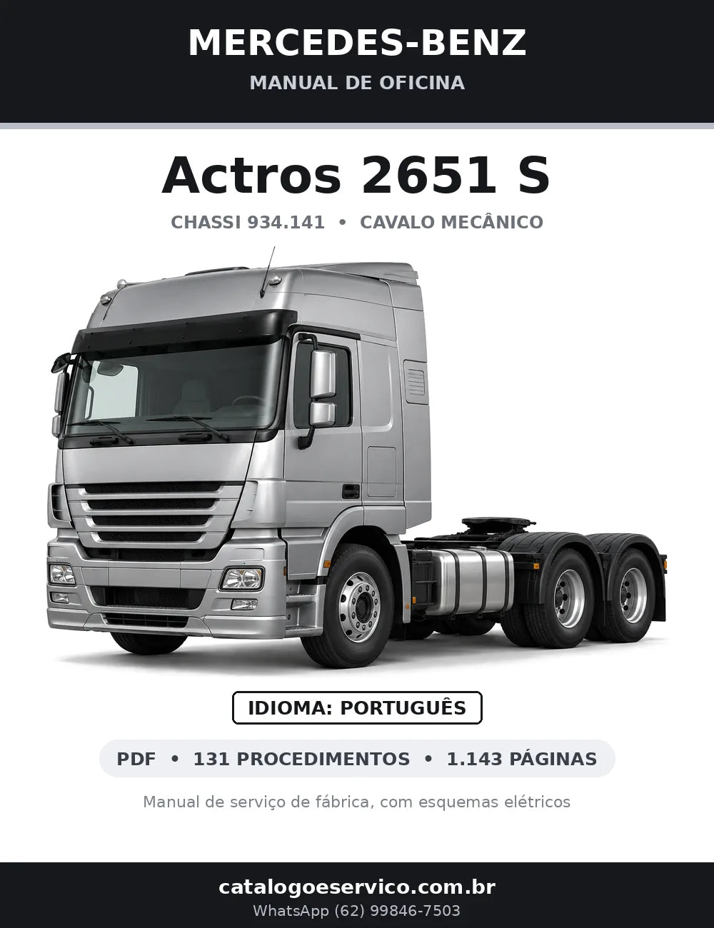 Capa do manual de oficina Mercedes-Benz Actros 2651 S