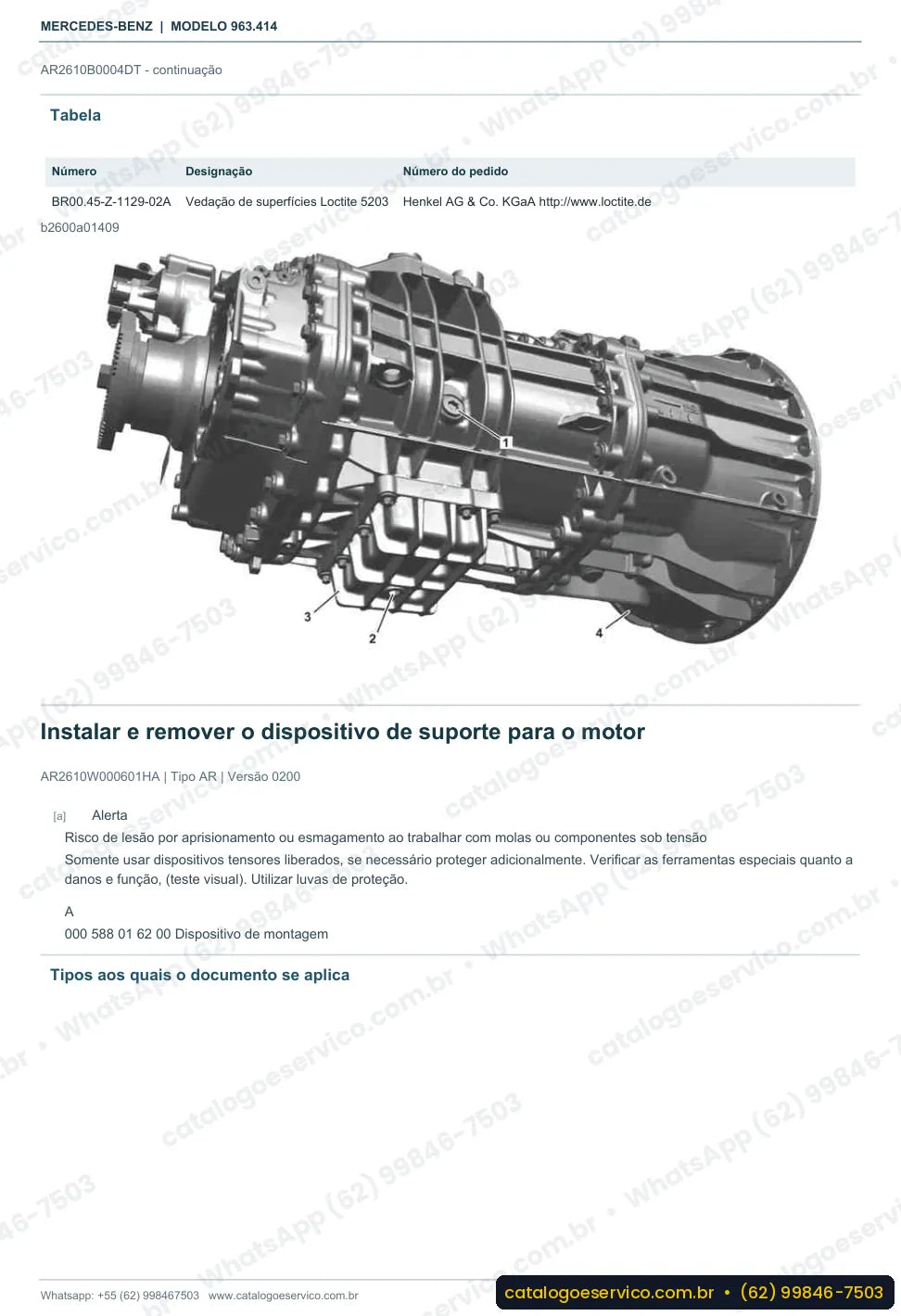 Página de procedimento do manual de oficina Mercedes-Benz Actros 2653 S