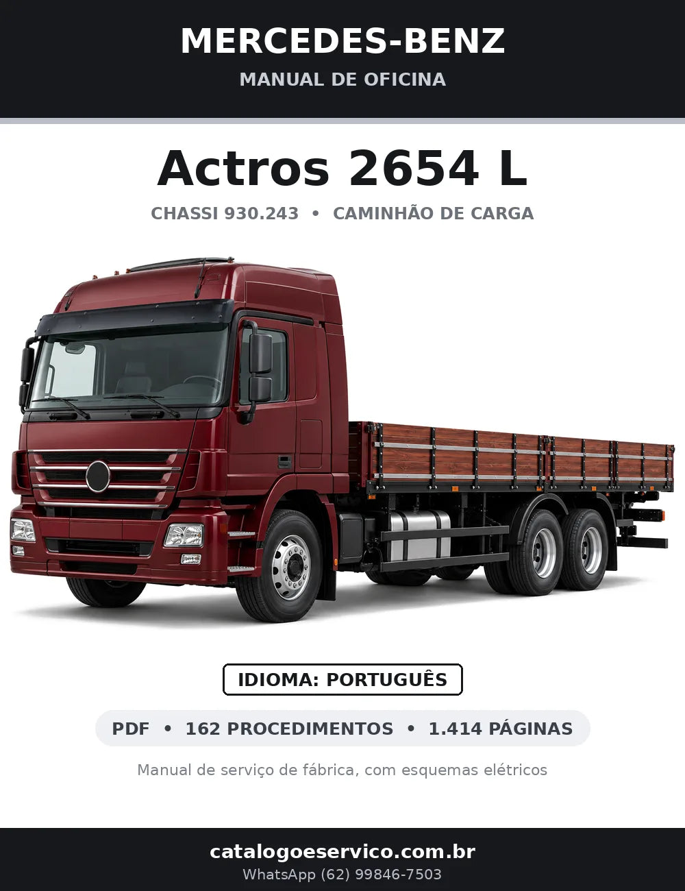 Capa do manual de oficina Mercedes-Benz Actros 2654 L