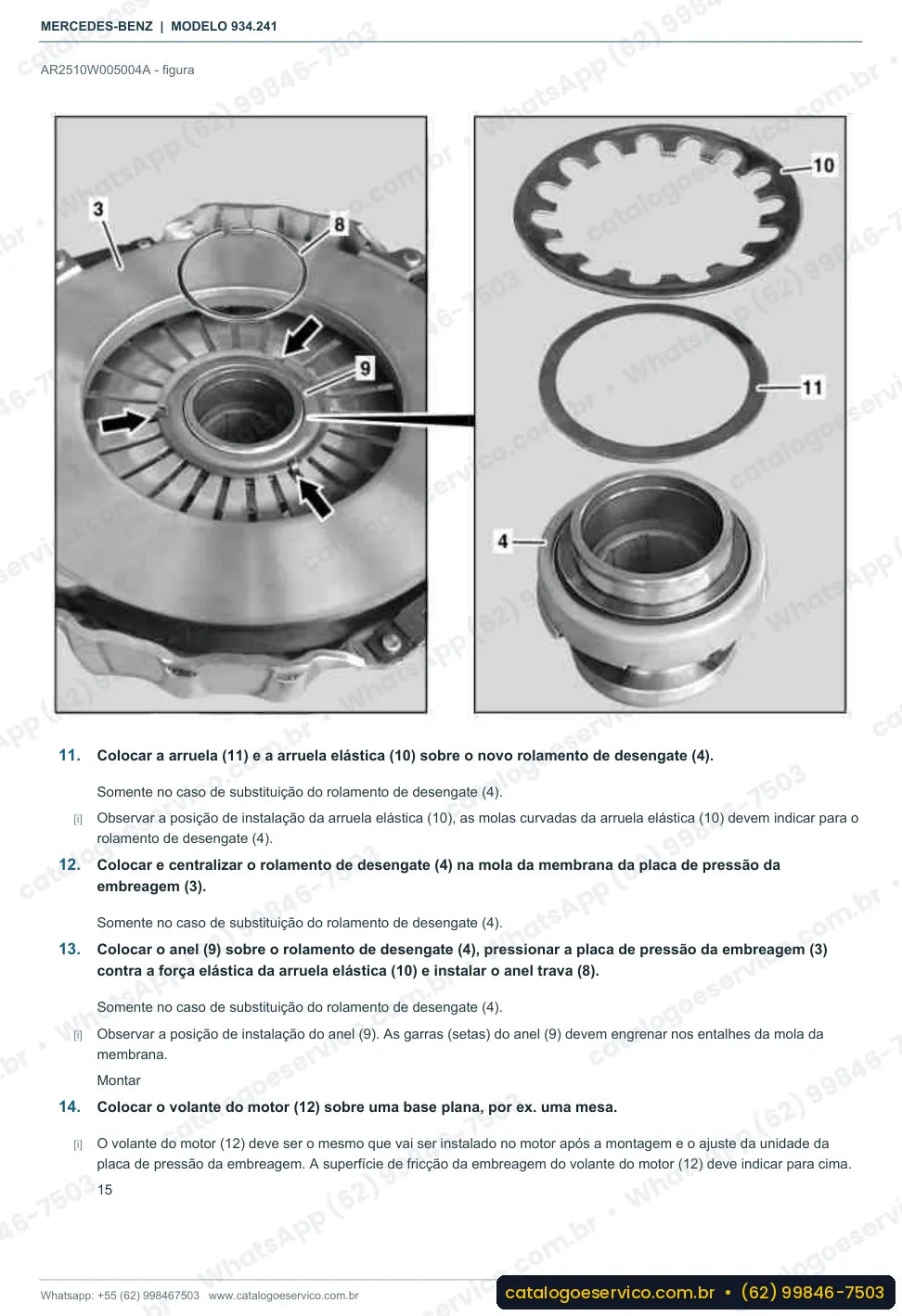 Página de procedimento do manual de oficina Mercedes-Benz Actros 2654 LS