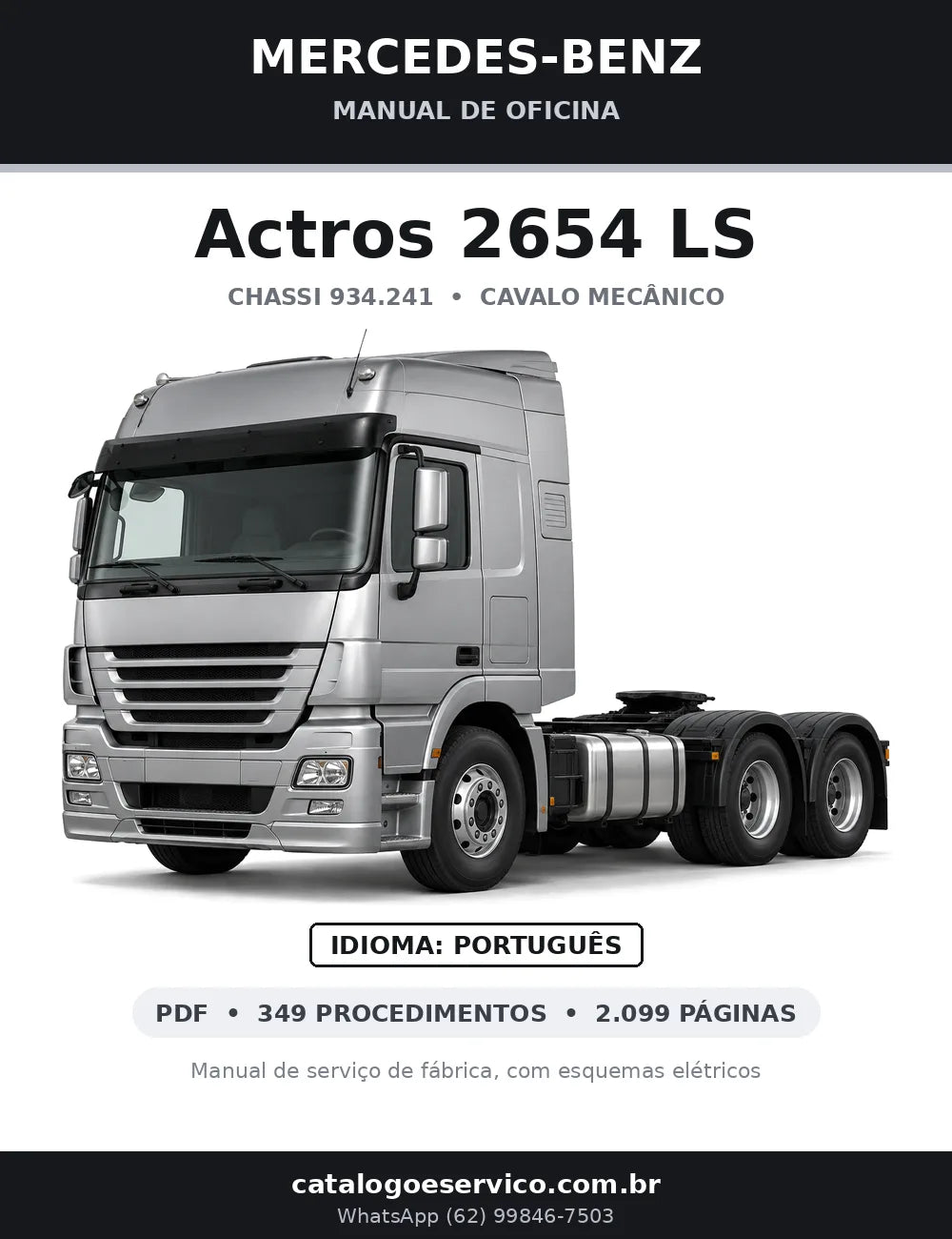 Capa do manual de oficina Mercedes-Benz Actros 2654 LS