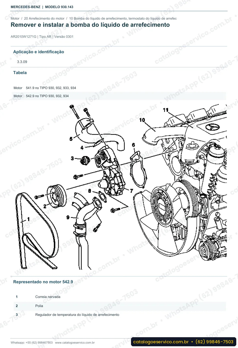 Página de procedimento do manual de oficina Mercedes-Benz Actros 2654