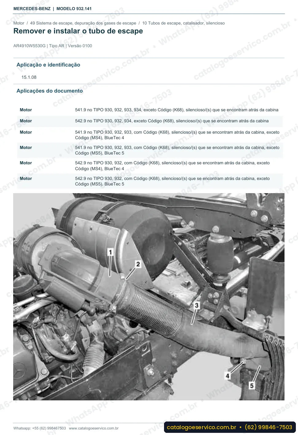 Página de procedimento do manual de oficina Mercedes-Benz Actros 2658 K