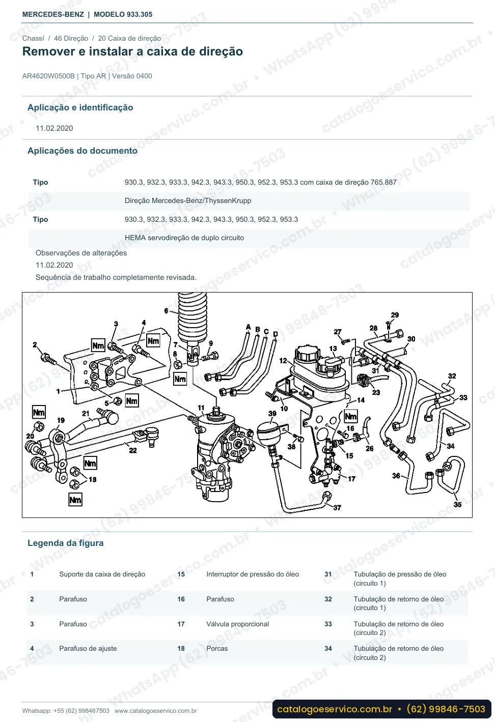 Página de procedimento do manual de oficina Mercedes-Benz Actros 3231 B
