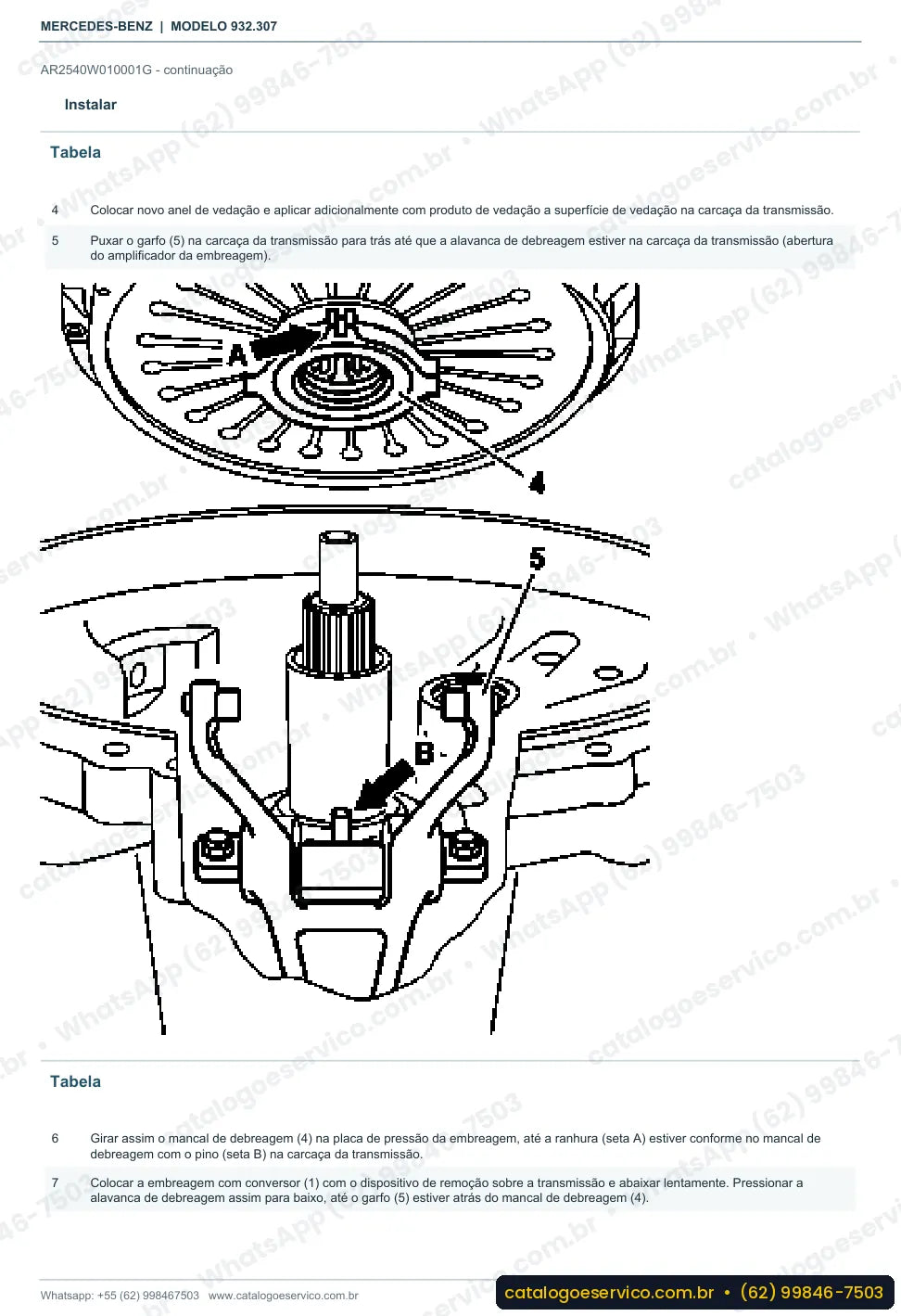 Página de procedimento do manual de oficina Mercedes-Benz Actros 3231 K