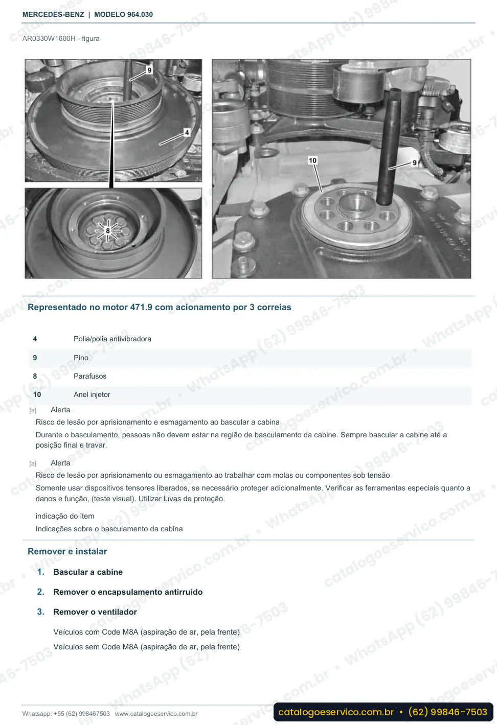 Página de procedimento do manual de oficina Mercedes-Benz Actros 3233