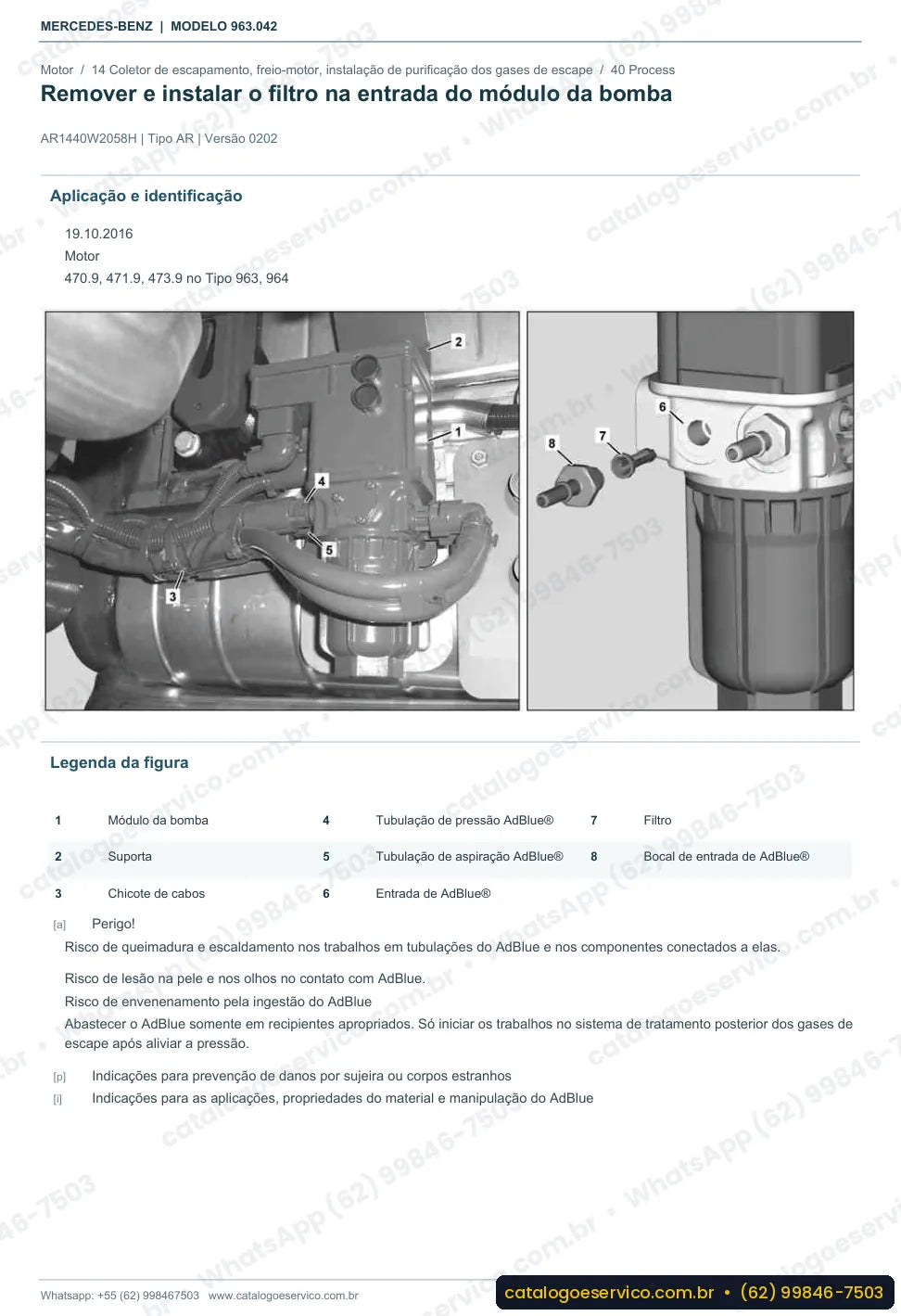 Página de procedimento do manual de oficina Mercedes-Benz Actros 3240 CL