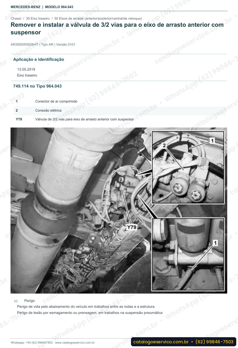 Página de procedimento do manual de oficina Mercedes-Benz Actros 3242 C