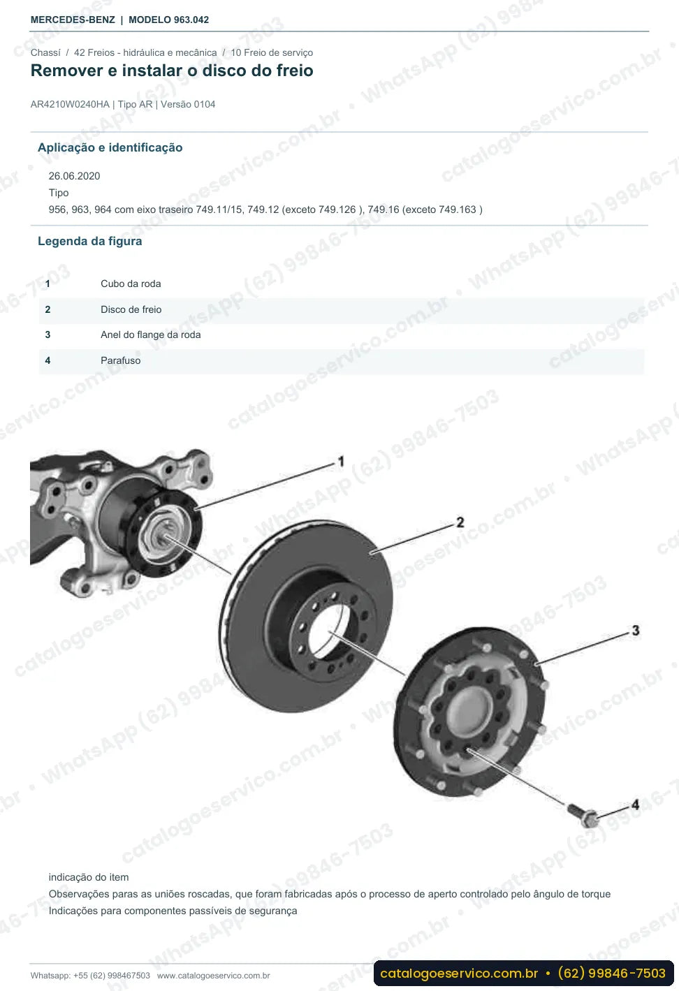 Página de procedimento do manual de oficina Mercedes-Benz Actros 3242 CL