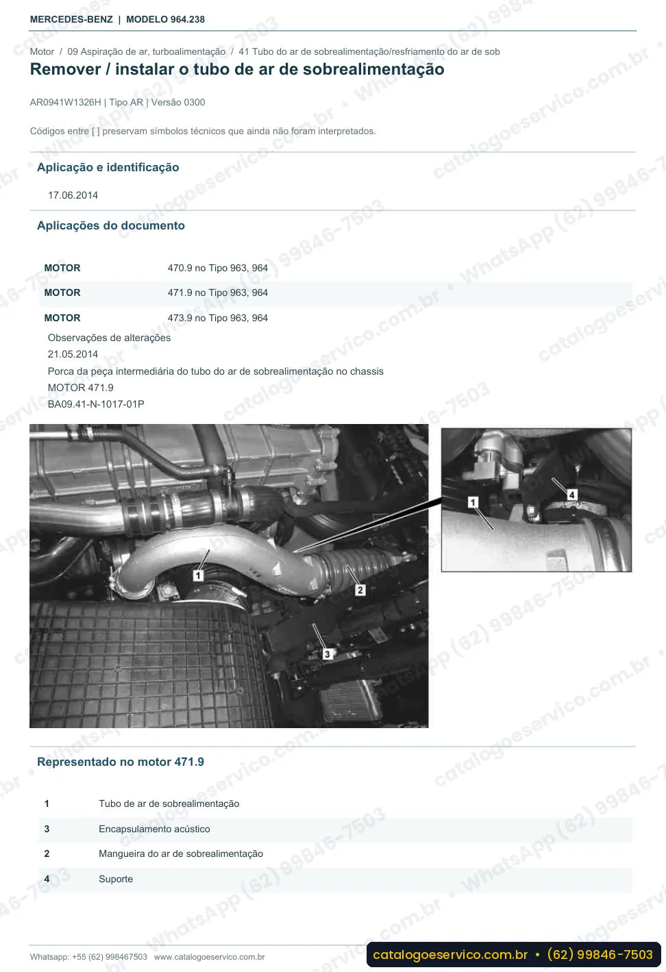 Página de procedimento do manual de oficina Mercedes-Benz Actros 3242 LK