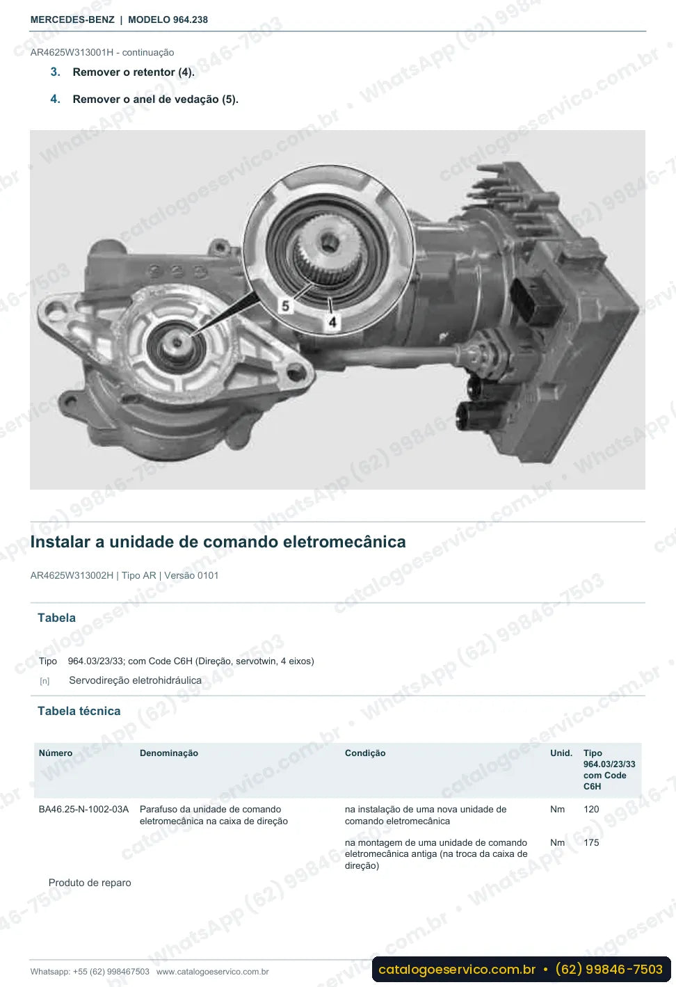 Página de procedimento do manual de oficina Mercedes-Benz Actros 3242 LK