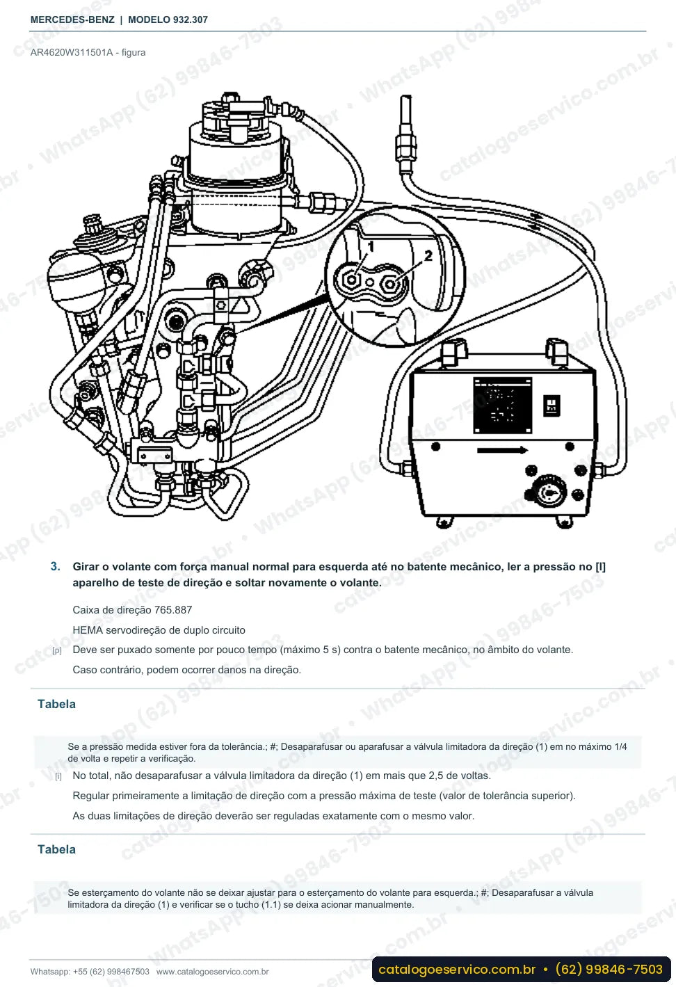 Página de procedimento do manual de oficina Mercedes-Benz Actros 3243 K