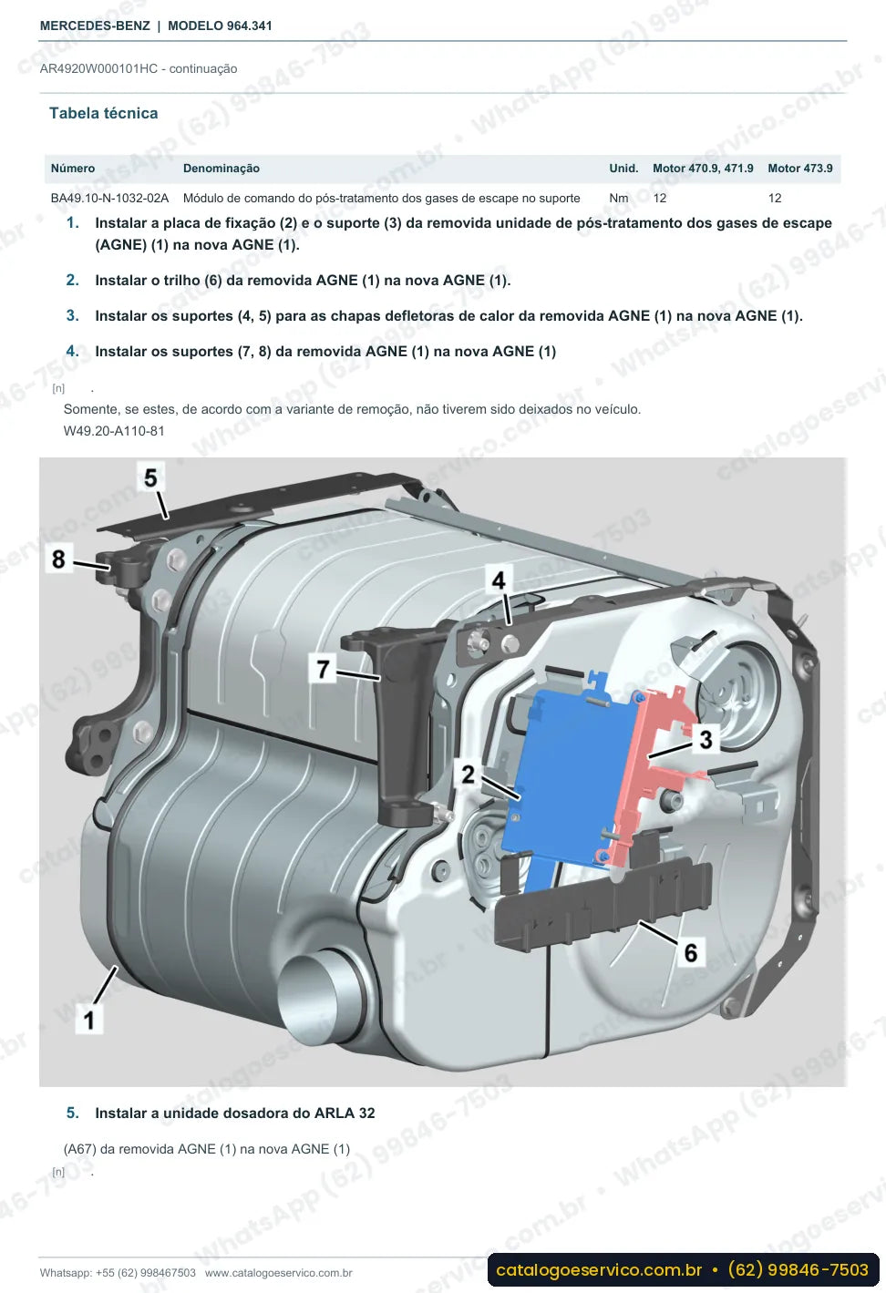 Página de procedimento do manual de oficina Mercedes-Benz Actros 3246 LB