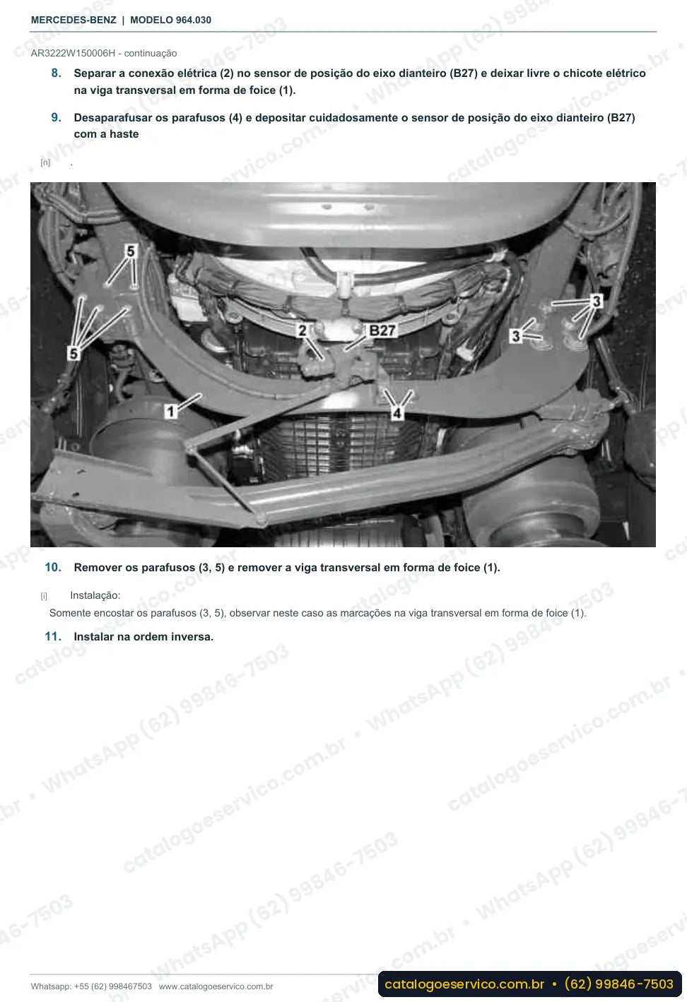 Página de procedimento do manual de oficina Mercedes-Benz Actros 3246