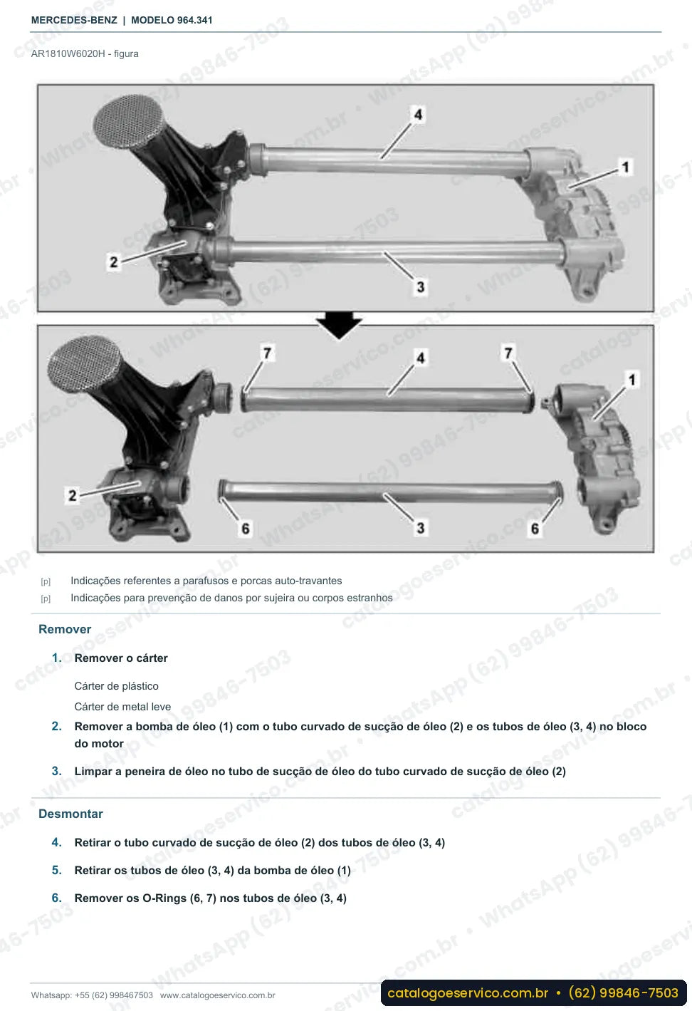 Página de procedimento do manual de oficina Mercedes-Benz Actros 3248 LB