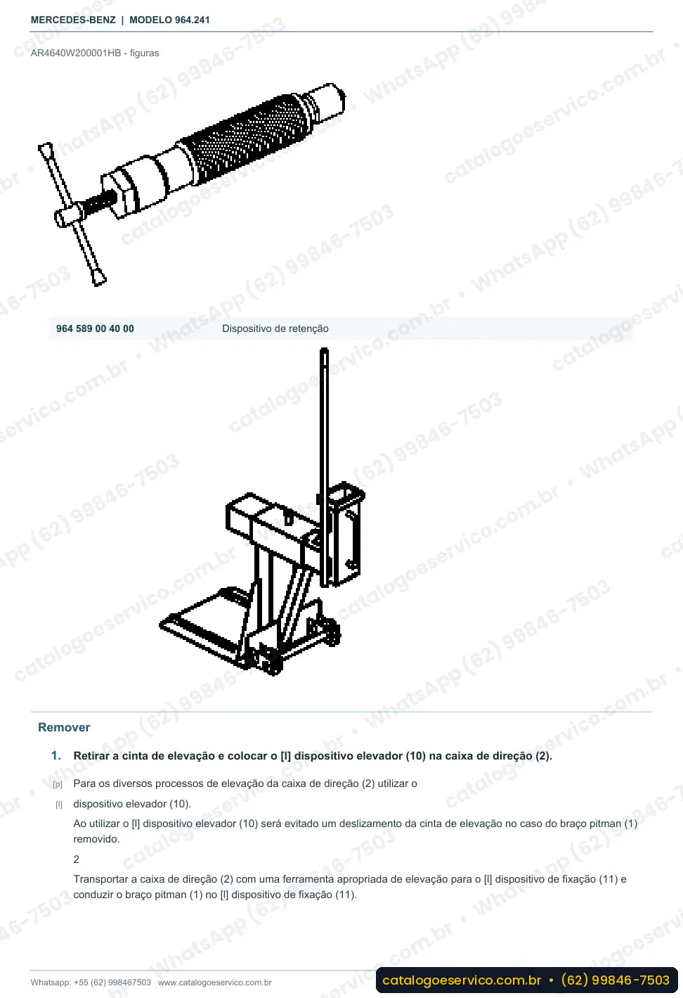 Página de procedimento do manual de oficina Mercedes-Benz Actros 3248 LK