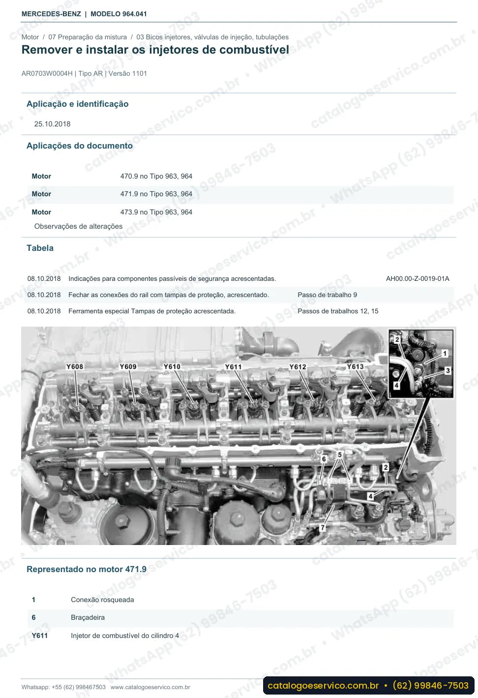 Página de procedimento do manual de oficina Mercedes-Benz Actros 3253 L