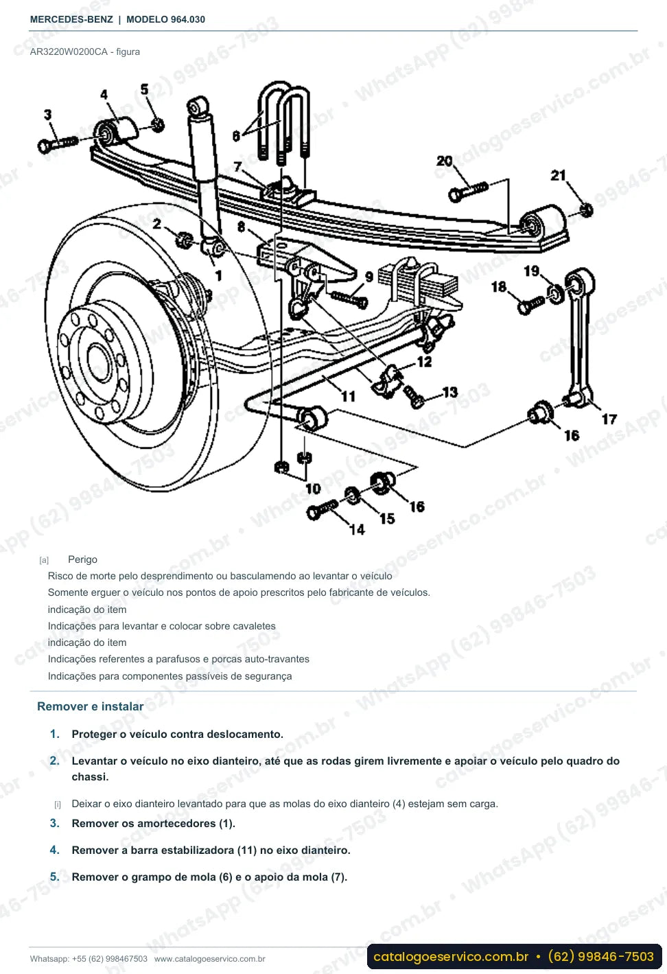 Página de procedimento do manual de oficina Mercedes-Benz Actros 3253