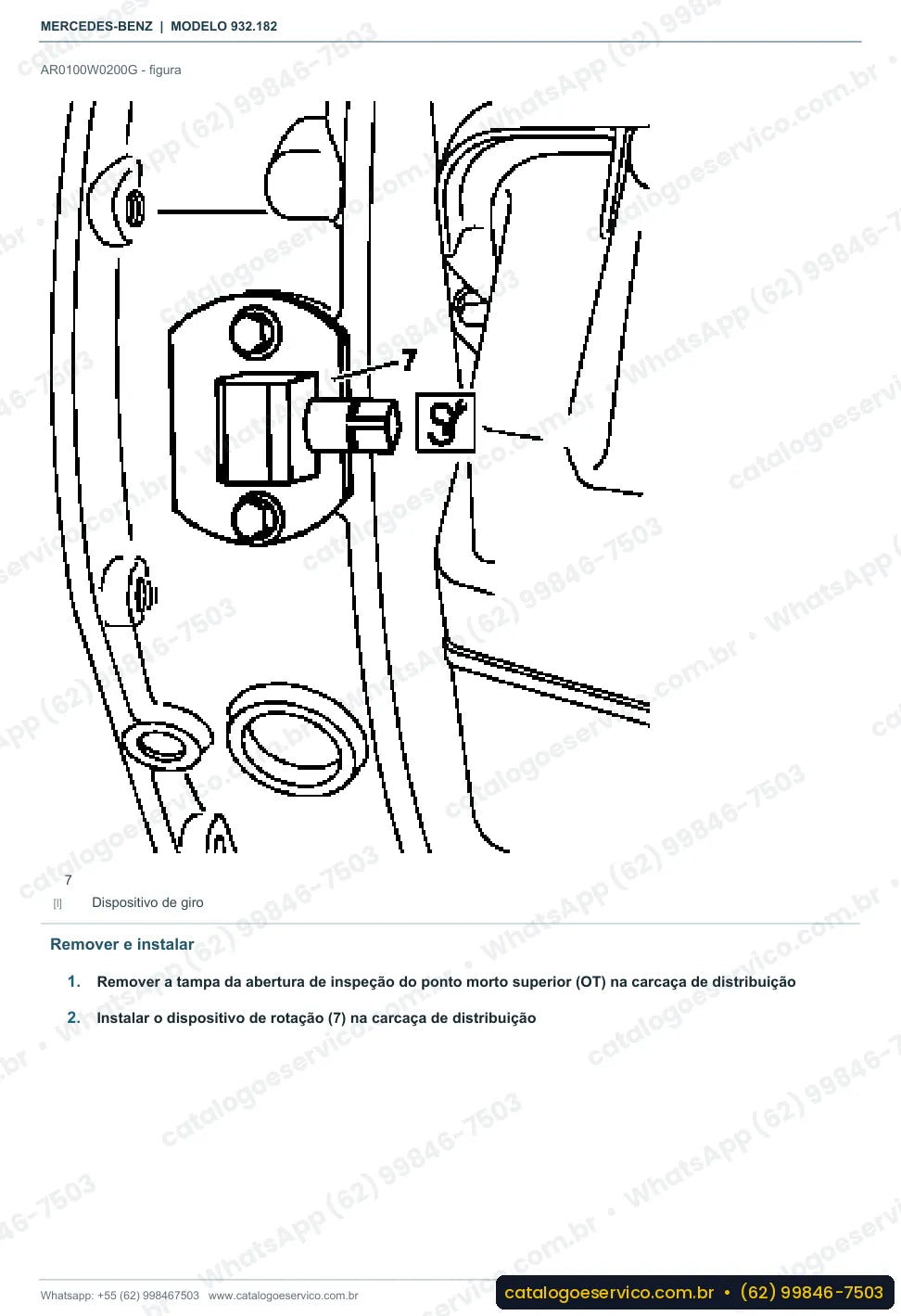 Página de procedimento do manual de oficina Mercedes-Benz Actros 3331 AK
