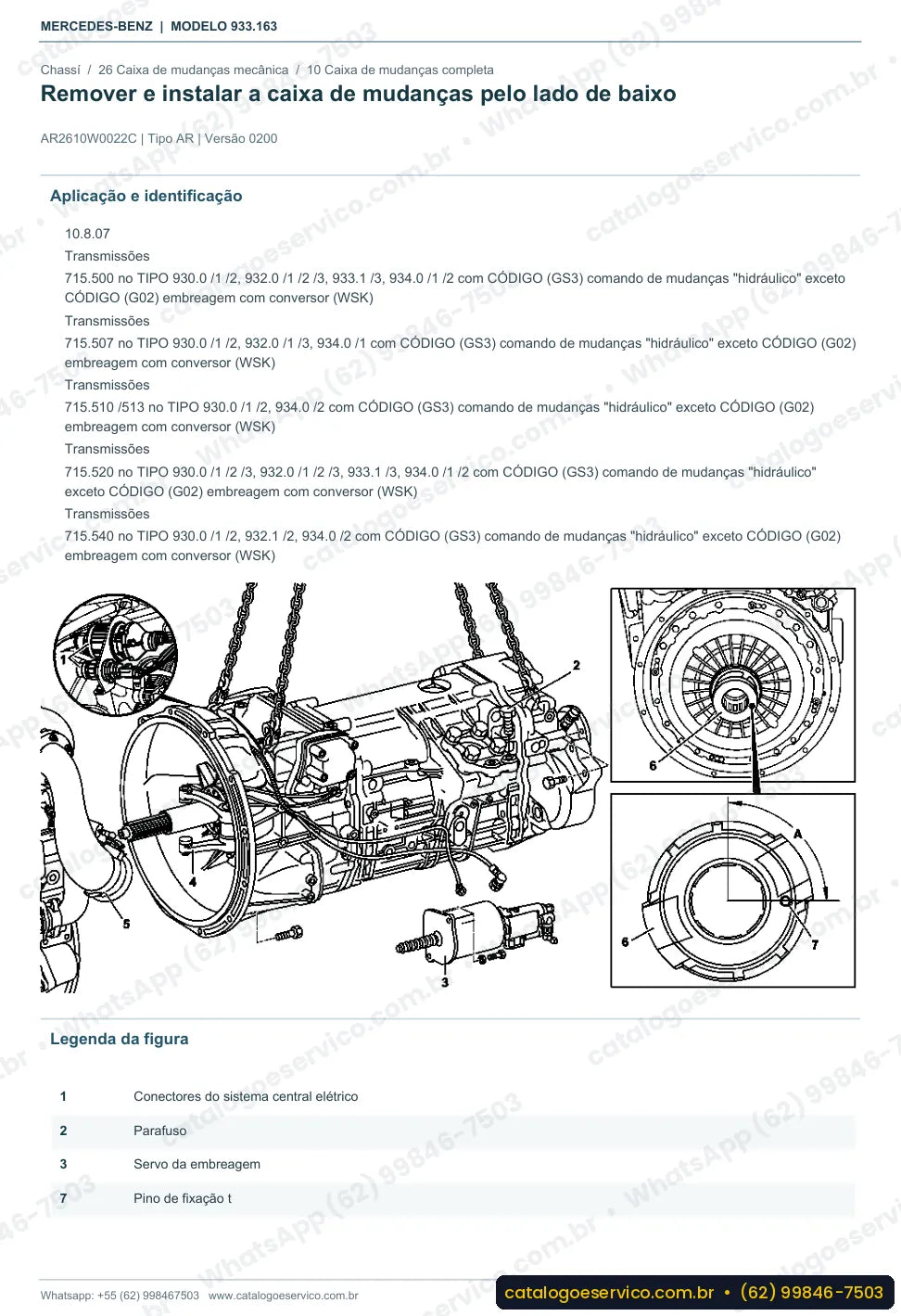 Página de procedimento do manual de oficina Mercedes-Benz Actros 3331 B