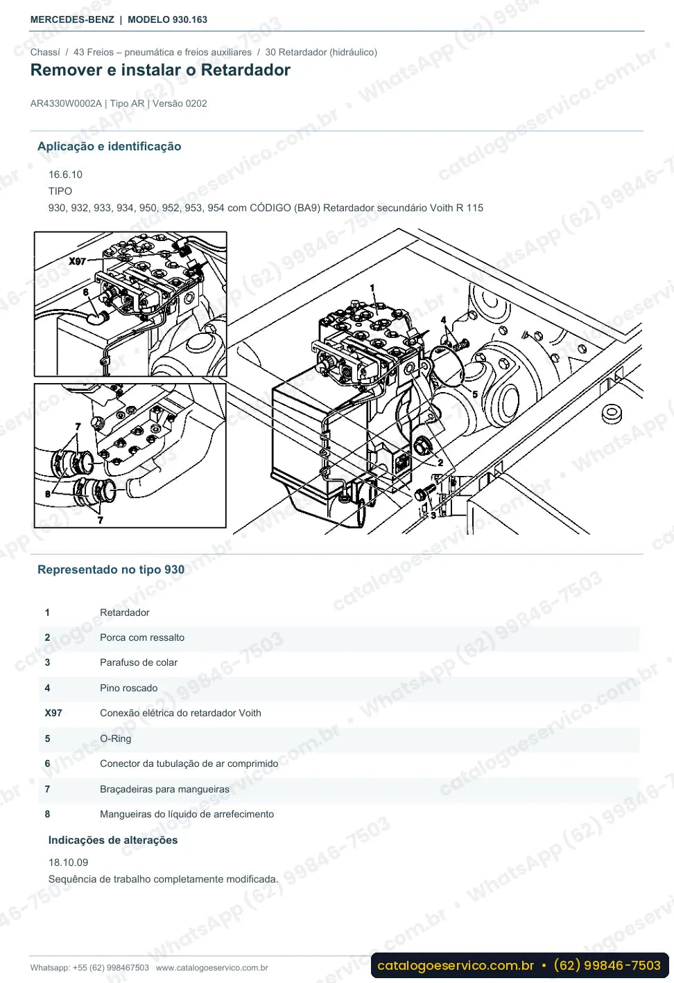 Página de procedimento do manual de oficina Mercedes-Benz Actros 3331