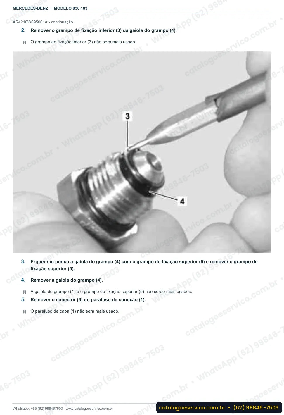 Página de procedimento do manual de oficina Mercedes-Benz Actros 3332 A