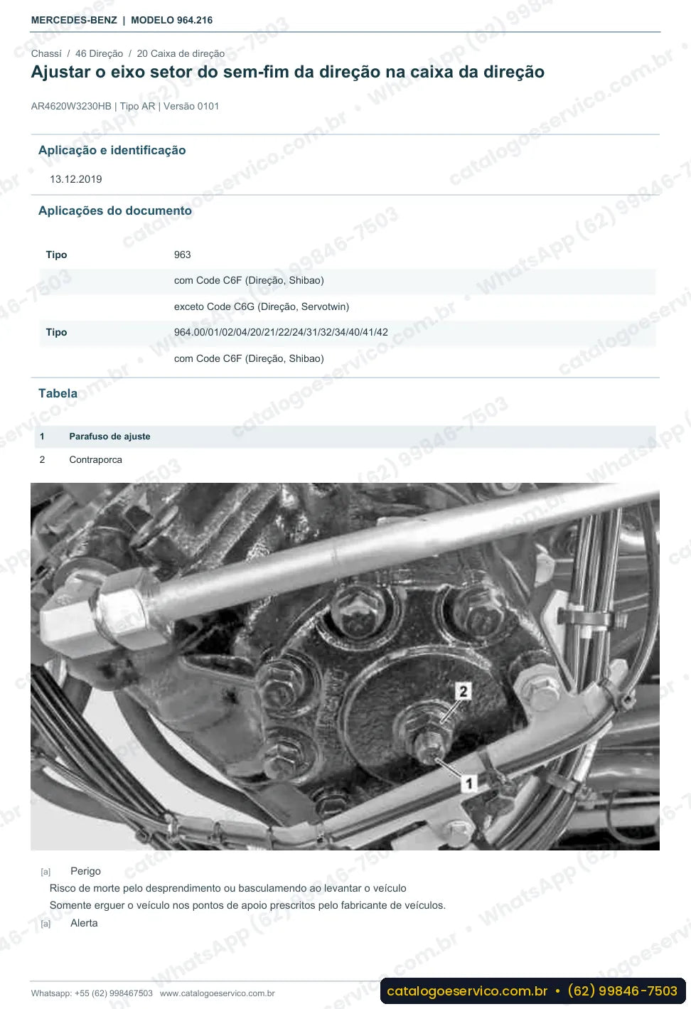 Página de procedimento do manual de oficina Mercedes-Benz Actros 3332 K