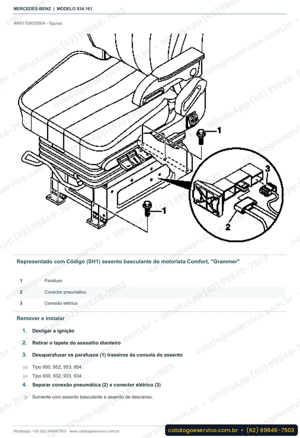 Página de procedimento do manual de oficina Mercedes-Benz Actros 3332 S