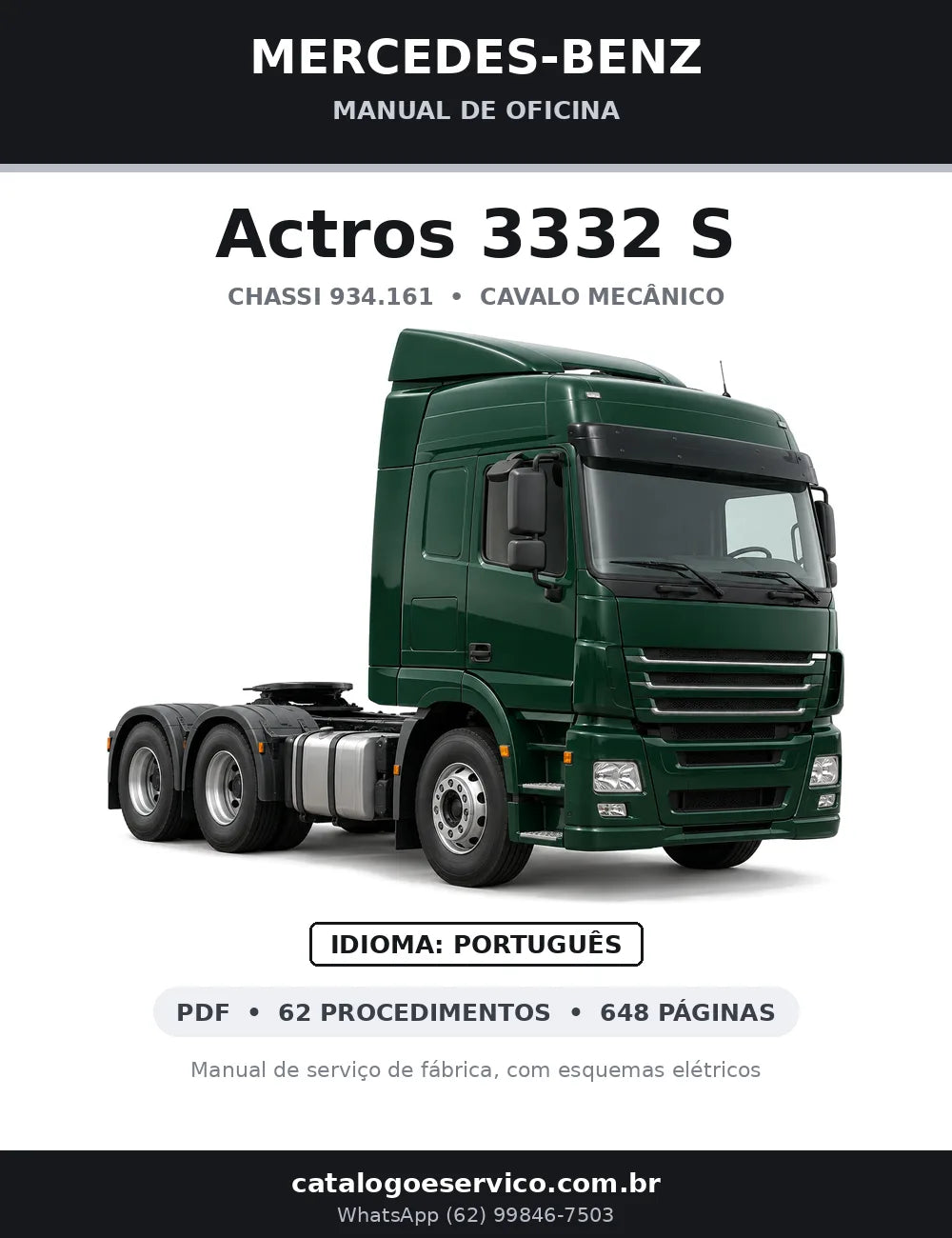Capa do manual de oficina Mercedes-Benz Actros 3332 S