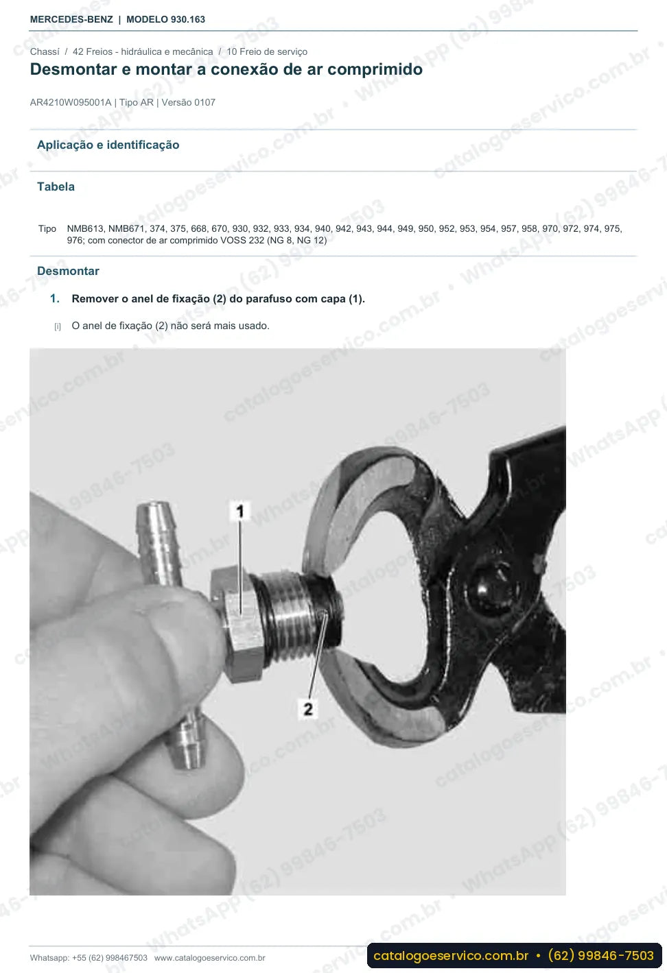 Página de procedimento do manual de oficina Mercedes-Benz Actros 3332