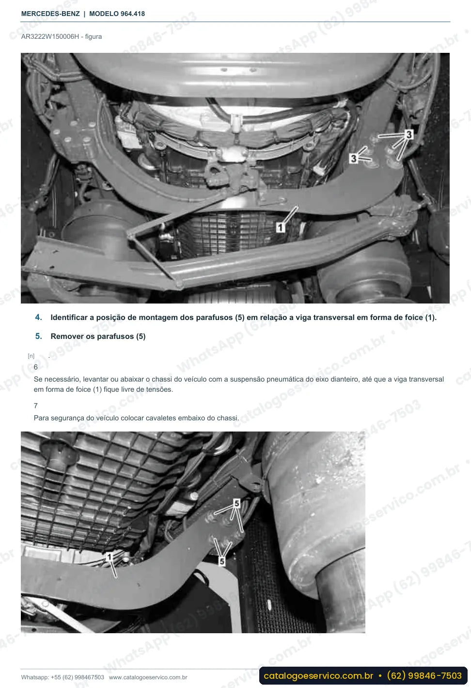 Página de procedimento do manual de oficina Mercedes-Benz Actros 3333 A