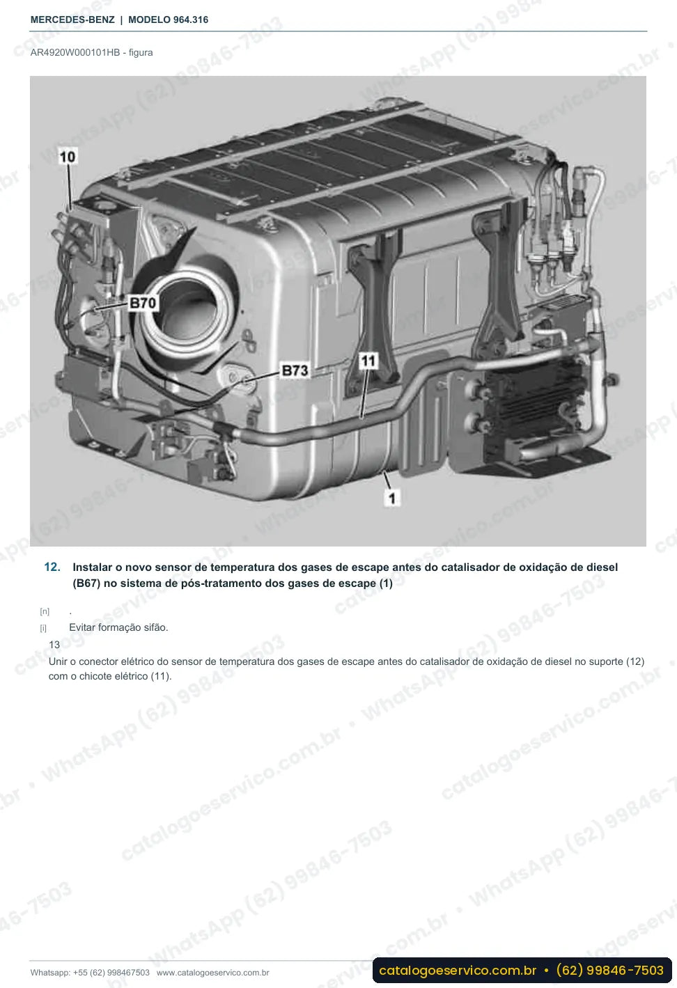 Página de procedimento do manual de oficina Mercedes-Benz Actros 3333 B