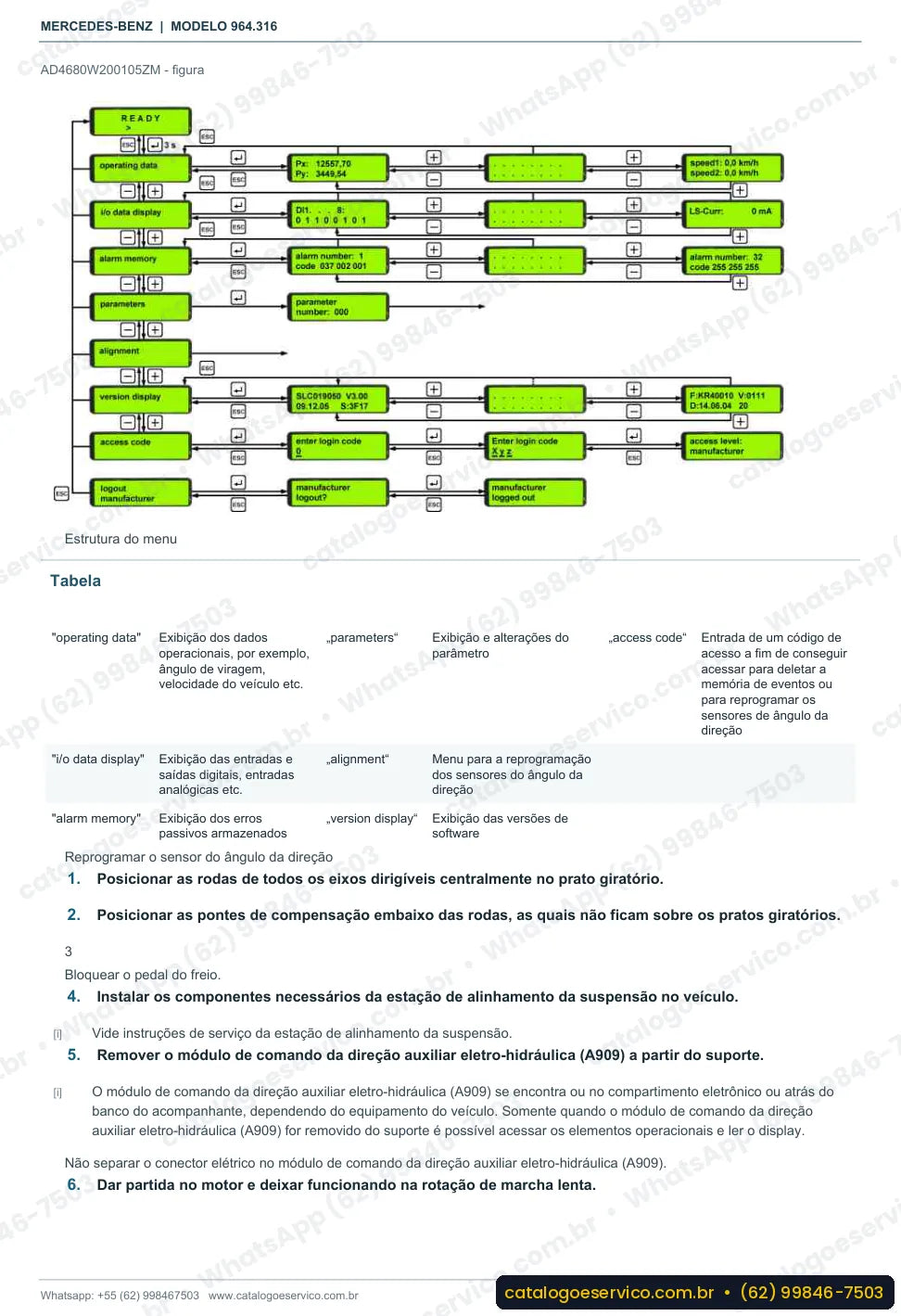 Página de procedimento do manual de oficina Mercedes-Benz Actros 3333 B