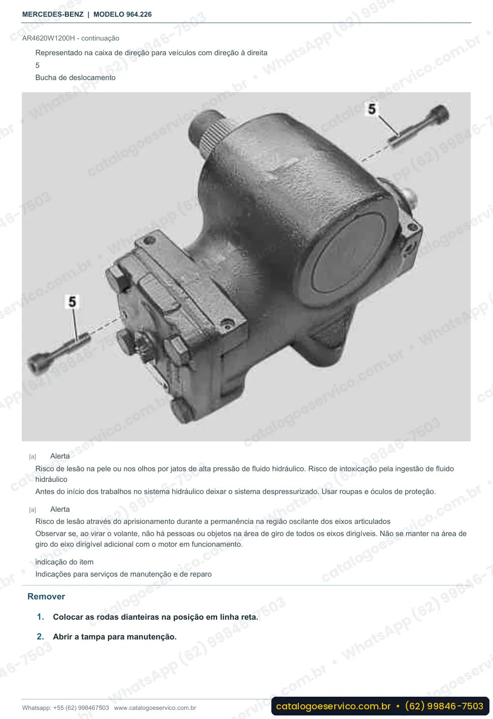 Página de procedimento do manual de oficina Mercedes-Benz Actros 3333 LK