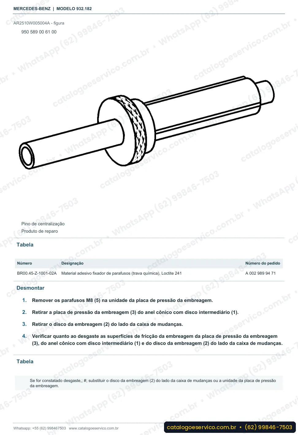 Página de procedimento do manual de oficina Mercedes-Benz Actros 3335 AK