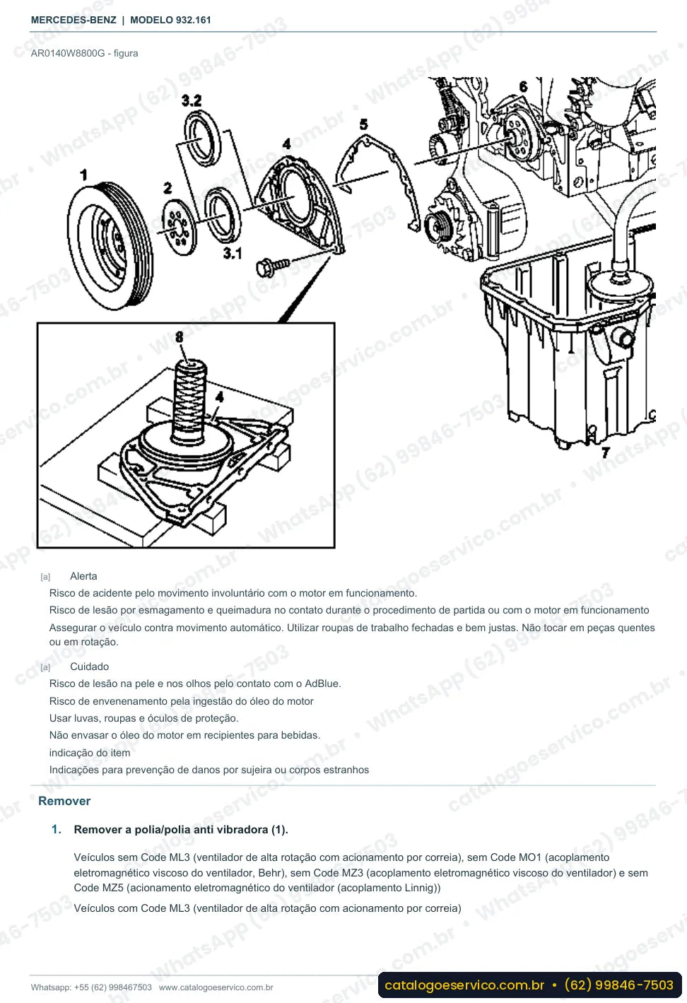 Página de procedimento do manual de oficina Mercedes-Benz Actros 3335 K
