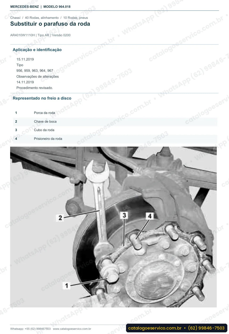 Página de procedimento do manual de oficina Mercedes-Benz Actros 3336 A