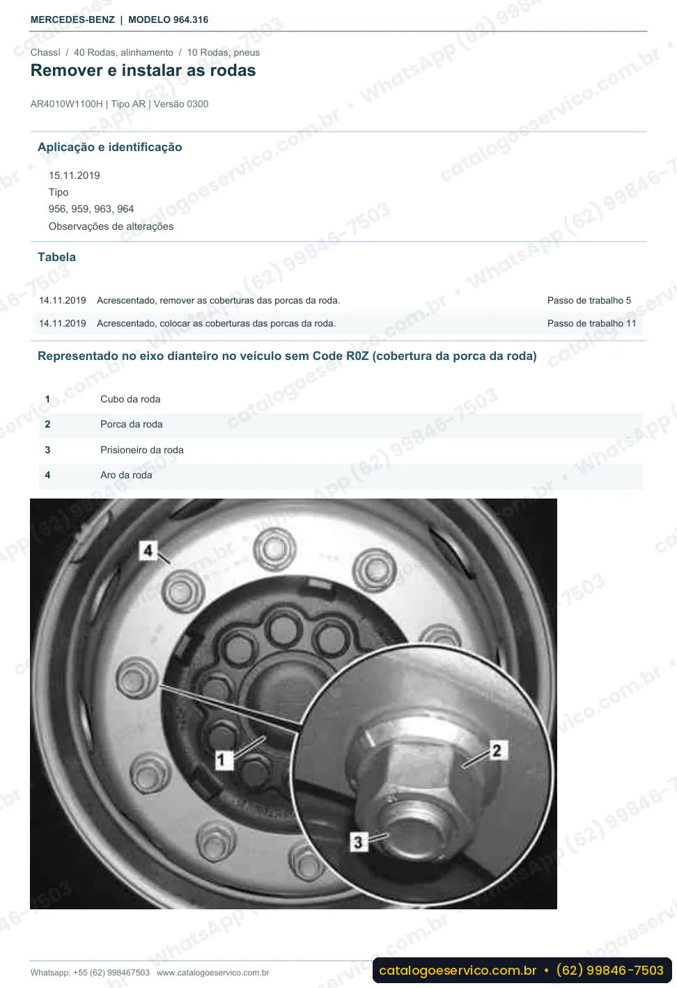 Página de procedimento do manual de oficina Mercedes-Benz Actros 3336 B