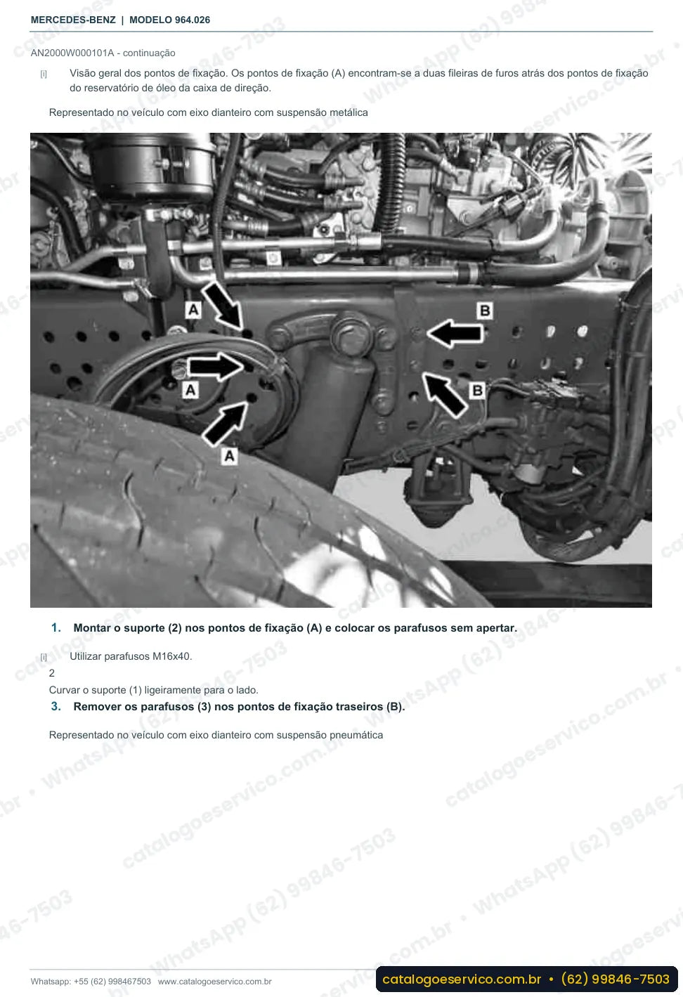 Página de procedimento do manual de oficina Mercedes-Benz Actros 3336 L