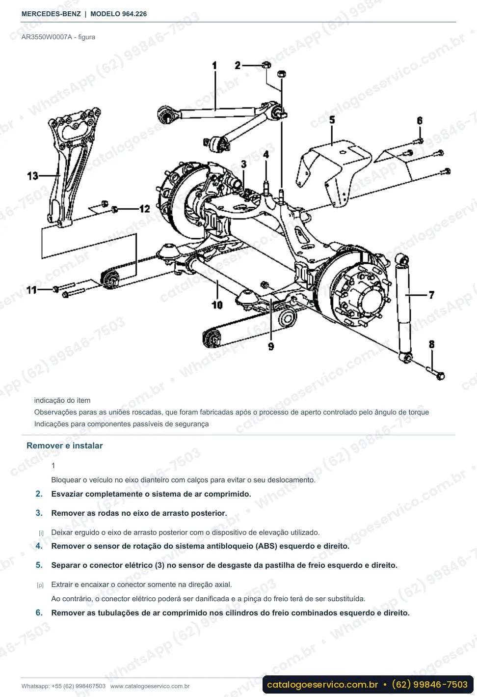 Página de procedimento do manual de oficina Mercedes-Benz Actros 3336 LK