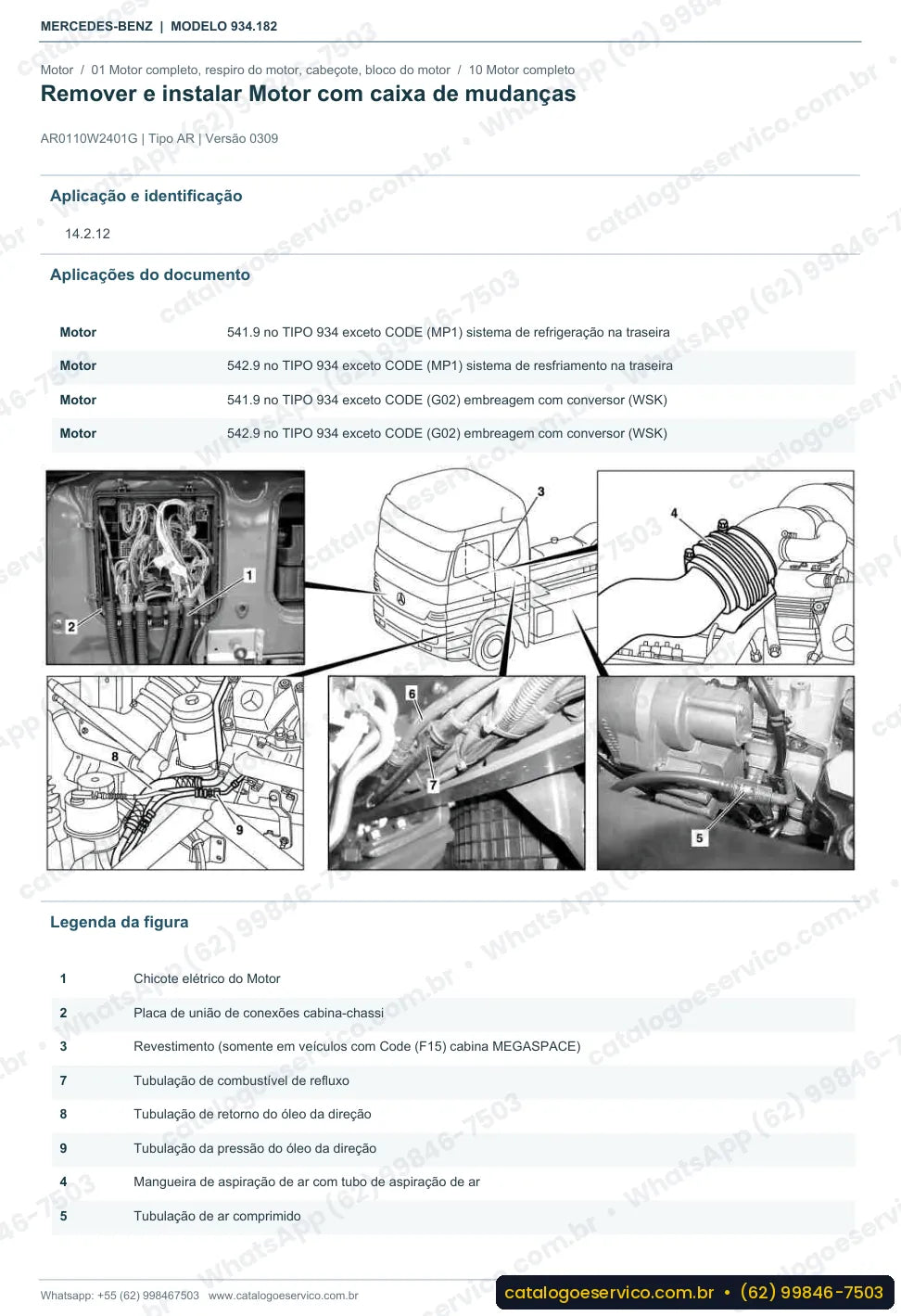 Página de procedimento do manual de oficina Mercedes-Benz Actros 3340 AS