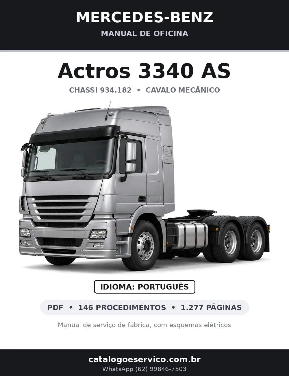 Capa do manual de oficina Mercedes-Benz Actros 3340 AS